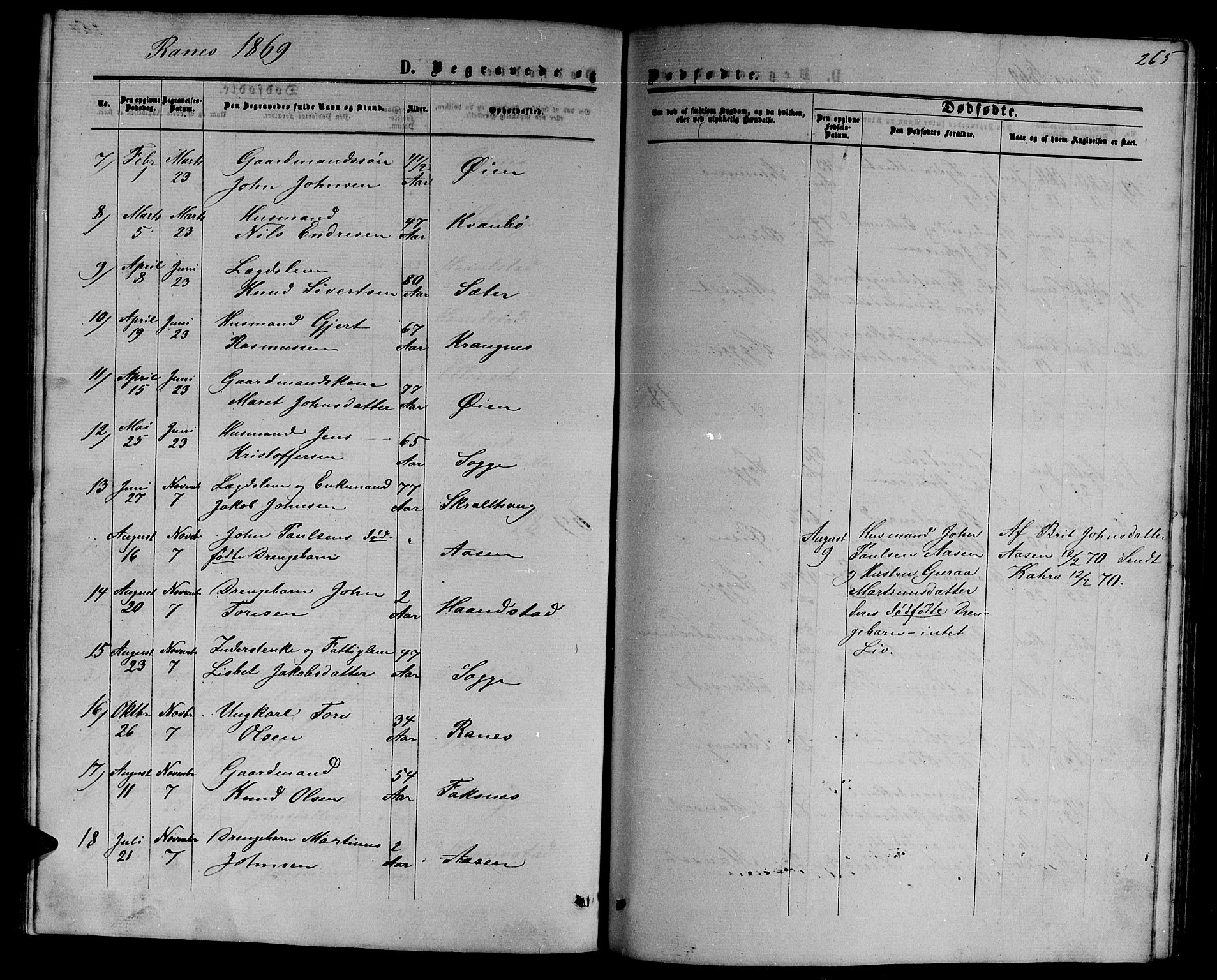 Ministerialprotokoller, klokkerbøker og fødselsregistre - Møre og Romsdal, AV/SAT-A-1454/595/L1051: Parish register (copy) no. 595C03, 1866-1891, p. 265