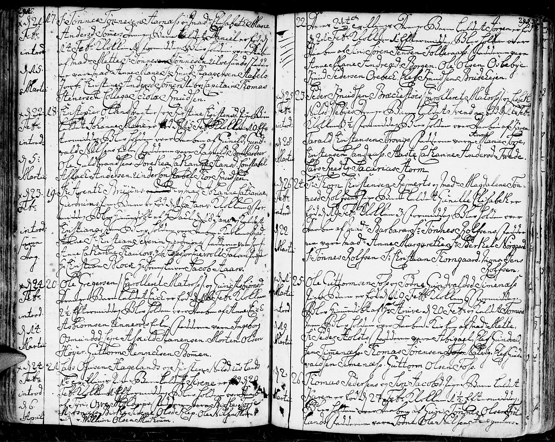 Kristiansand domprosti, AV/SAK-1112-0006/F/Fa/L0003: Parish register (official) no. A 3, 1778-1818, p. 294-295