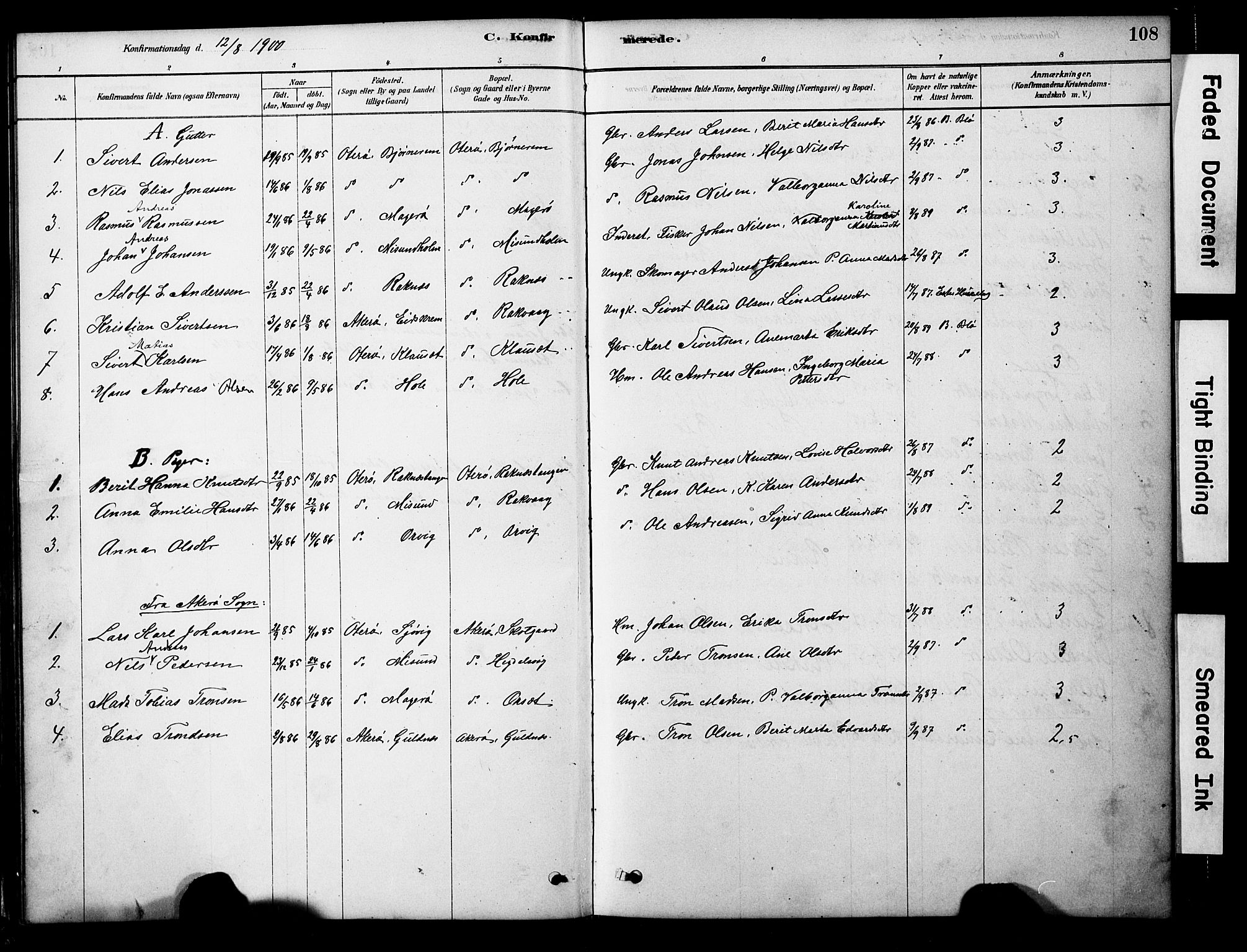 Ministerialprotokoller, klokkerbøker og fødselsregistre - Møre og Romsdal, AV/SAT-A-1454/563/L0736: Parish register (official) no. 563A01, 1878-1903, p. 108