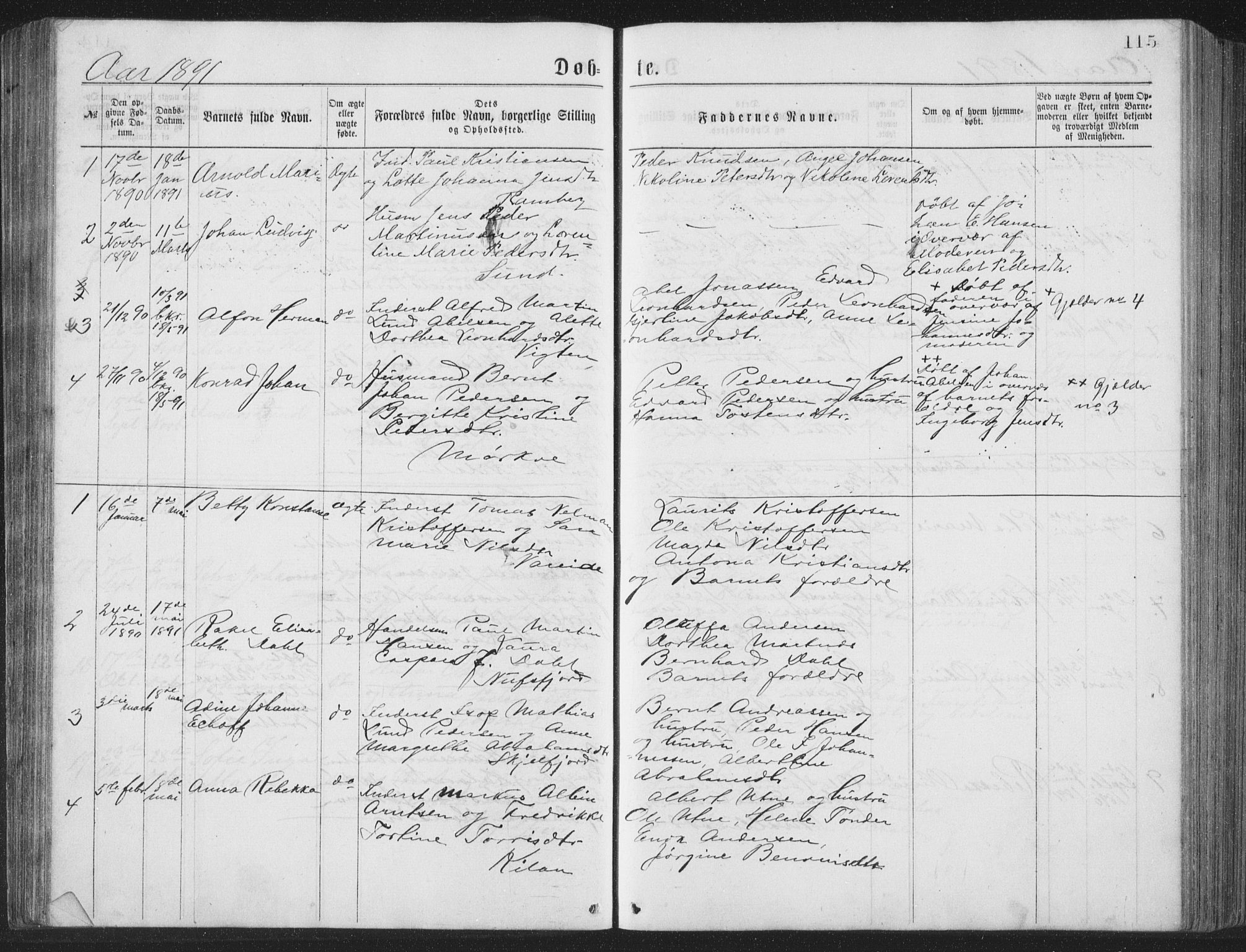 Ministerialprotokoller, klokkerbøker og fødselsregistre - Nordland, SAT/A-1459/885/L1213: Parish register (copy) no. 885C02, 1874-1892, p. 115