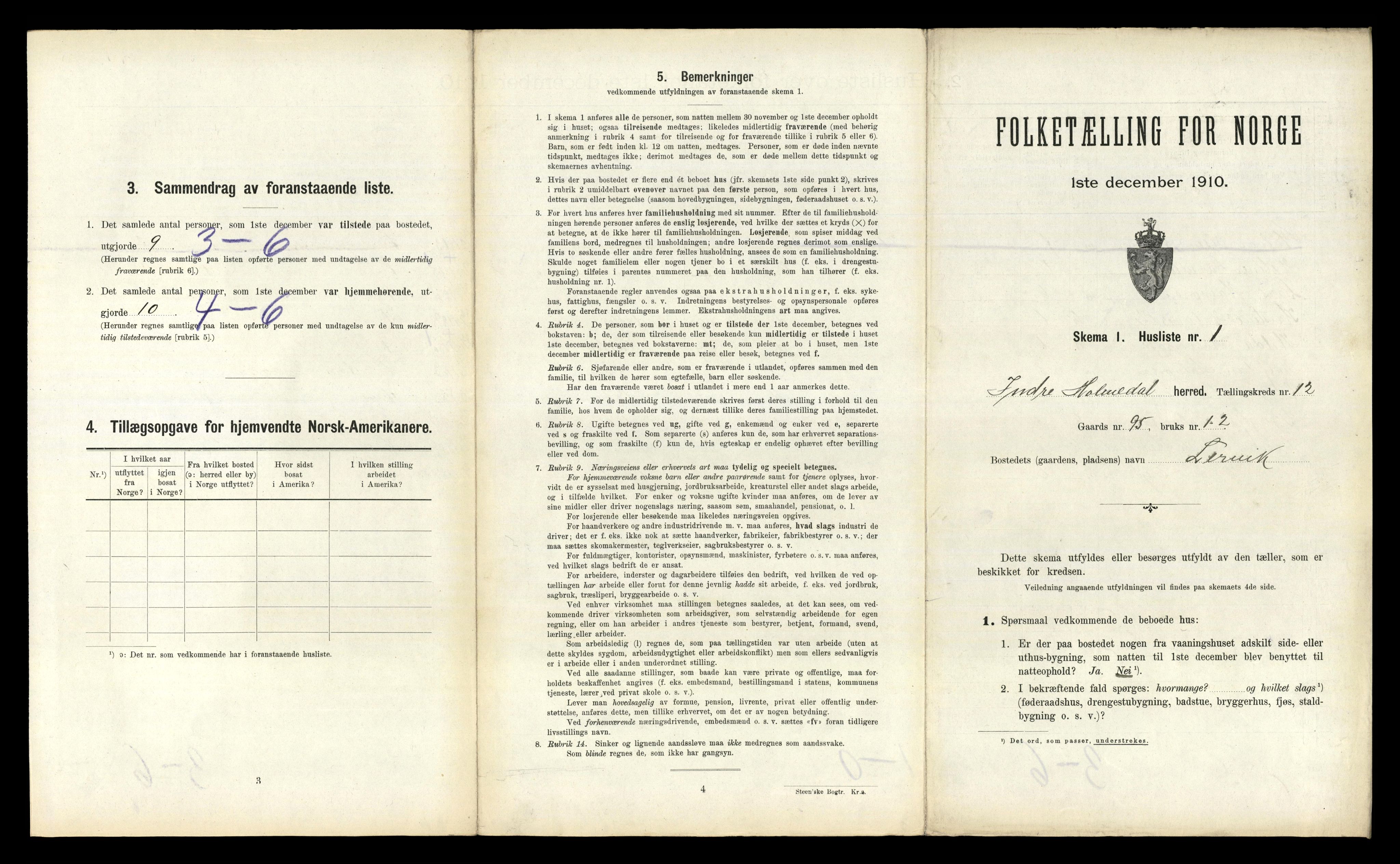 RA, 1910 census for Indre Holmedal, 1910, p. 896