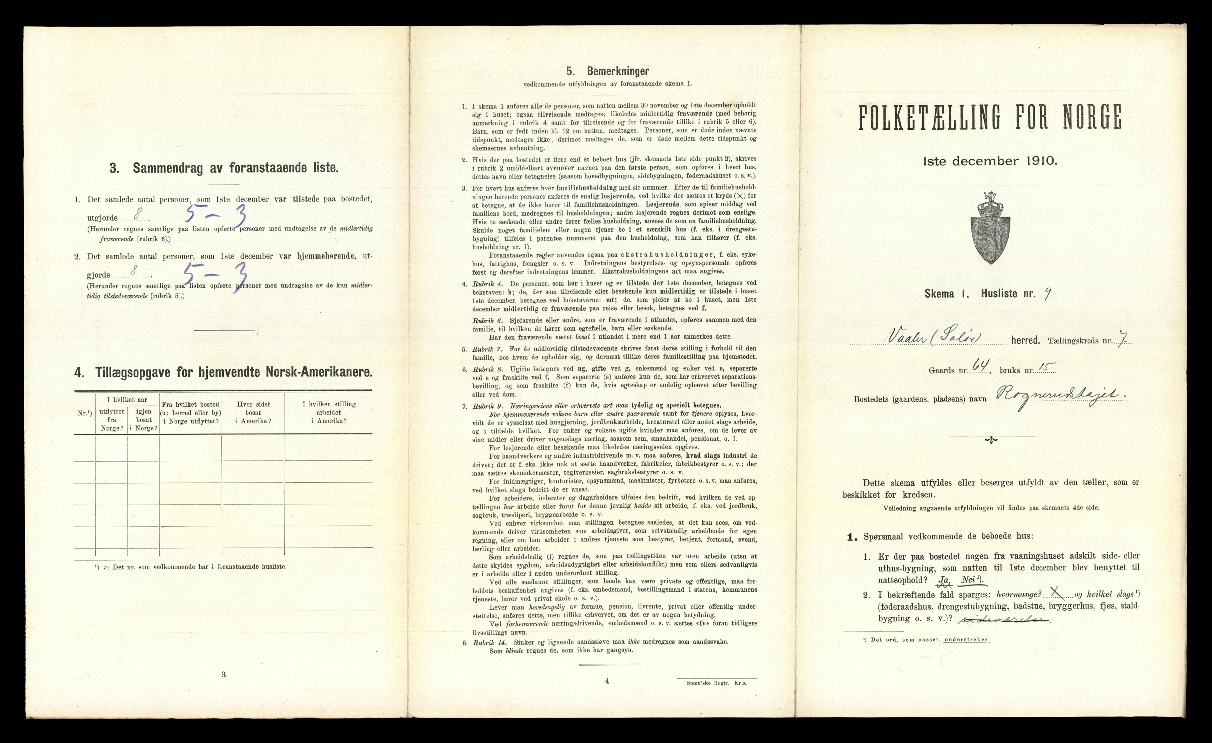 RA, 1910 census for Våler, 1910, p. 1019