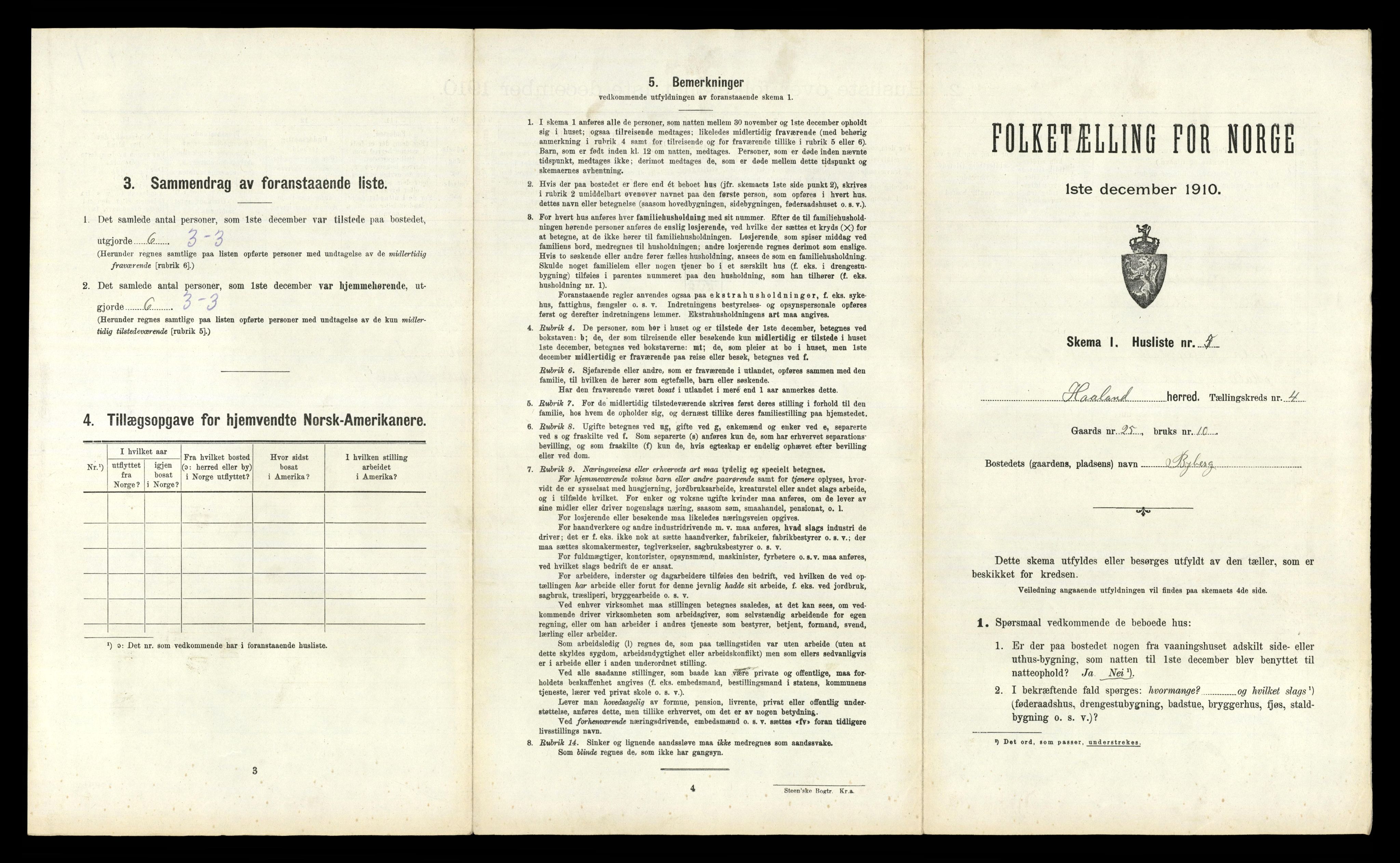 RA, 1910 census for Håland, 1910, p. 667