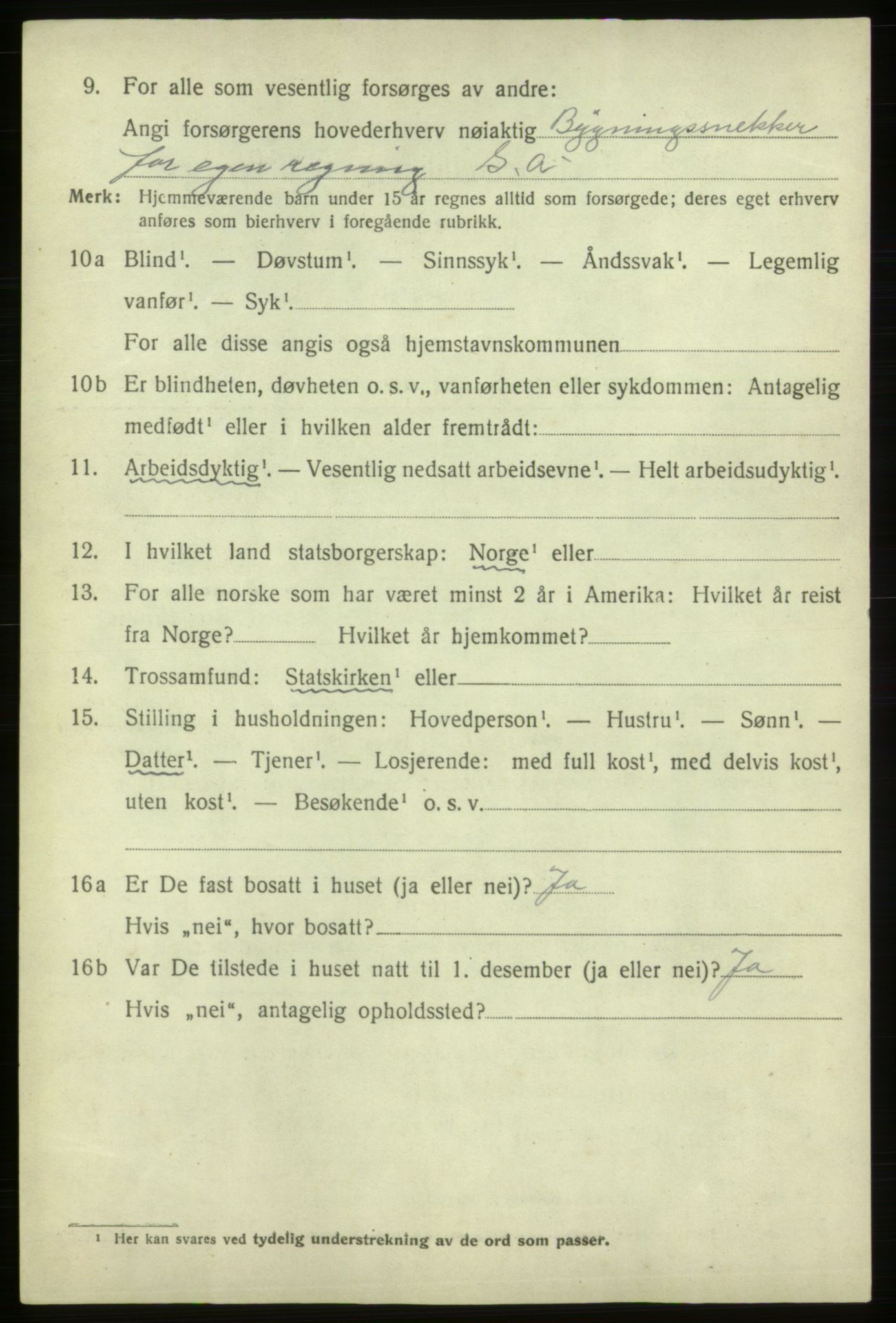 SAB, 1920 census for Ølen, 1920, p. 3404