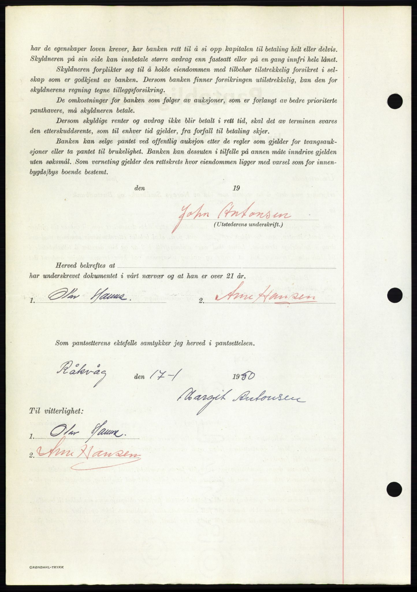 Fosen sorenskriveri, AV/SAT-A-1107/1/2/2C: Mortgage book no. B, 1948-1950, Diary no: : 190/1950