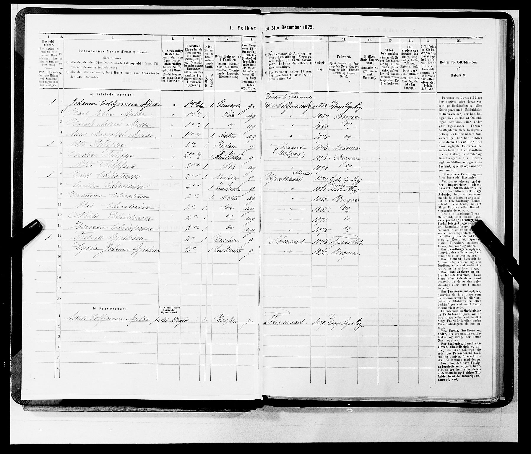 SAB, 1875 census for 1301 Bergen, 1875, p. 375