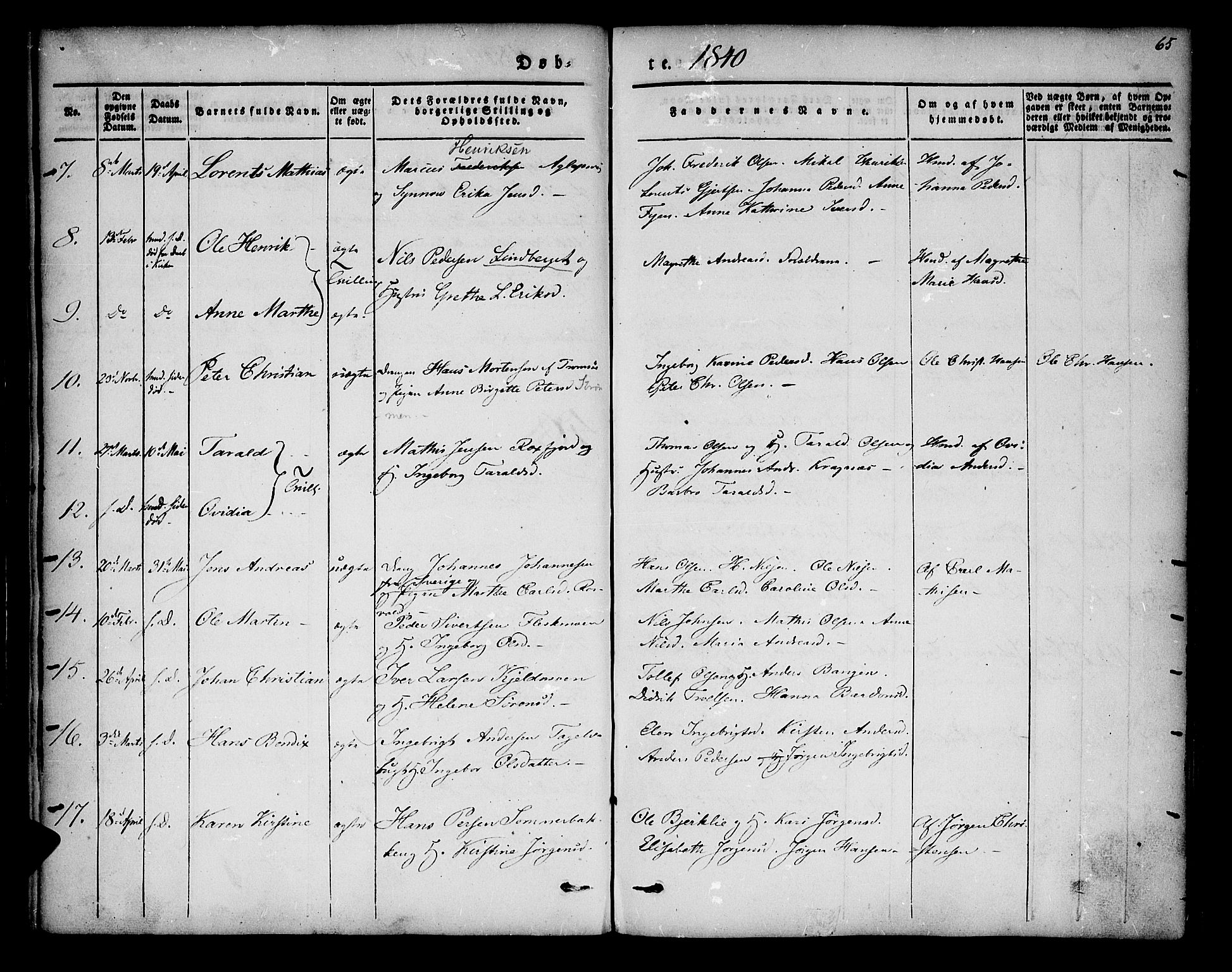 Lenvik sokneprestembete, SATØ/S-1310/H/Ha/Haa/L0004kirke: Parish register (official) no. 4, 1832-1844, p. 65