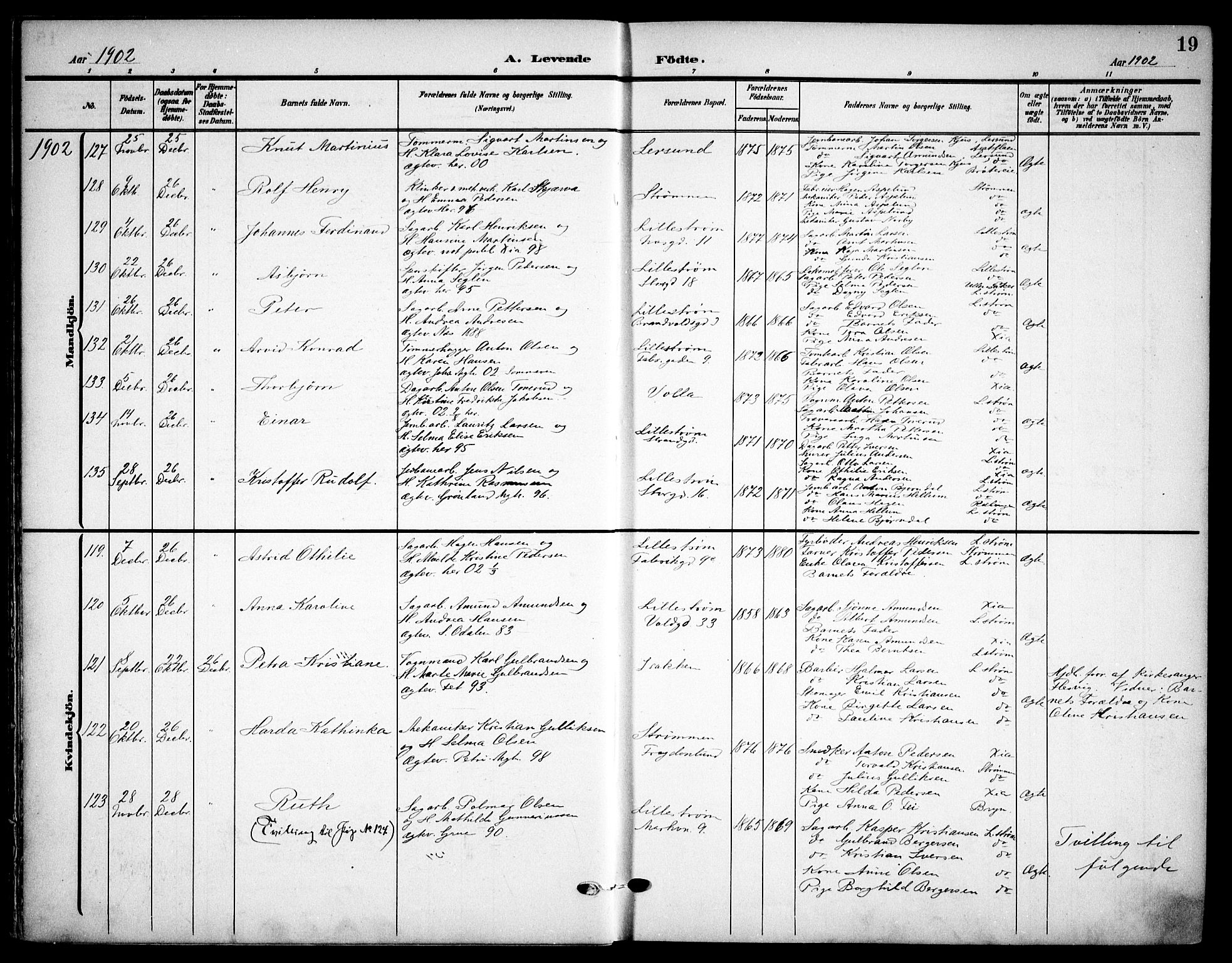 Skedsmo prestekontor Kirkebøker, AV/SAO-A-10033a/F/Fa/L0015: Parish register (official) no. I 15, 1902-1917, p. 19