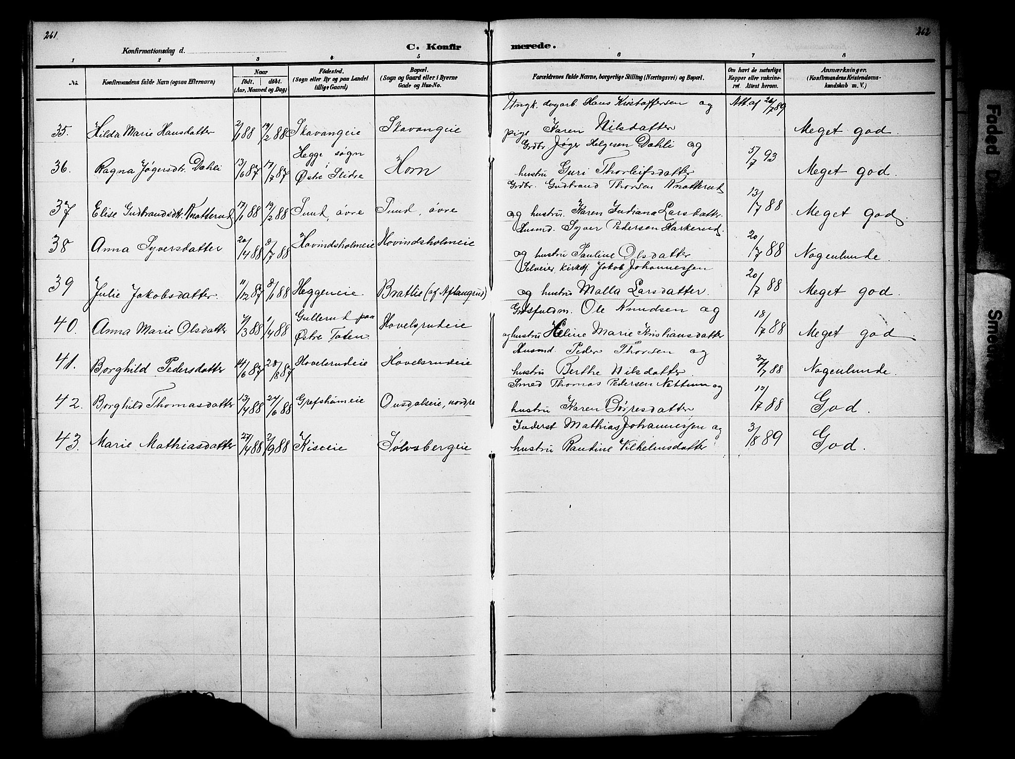 Nes prestekontor, Hedmark, SAH/PREST-020/L/La/L0006: Parish register (copy) no. 6, 1890-1932, p. 261-262