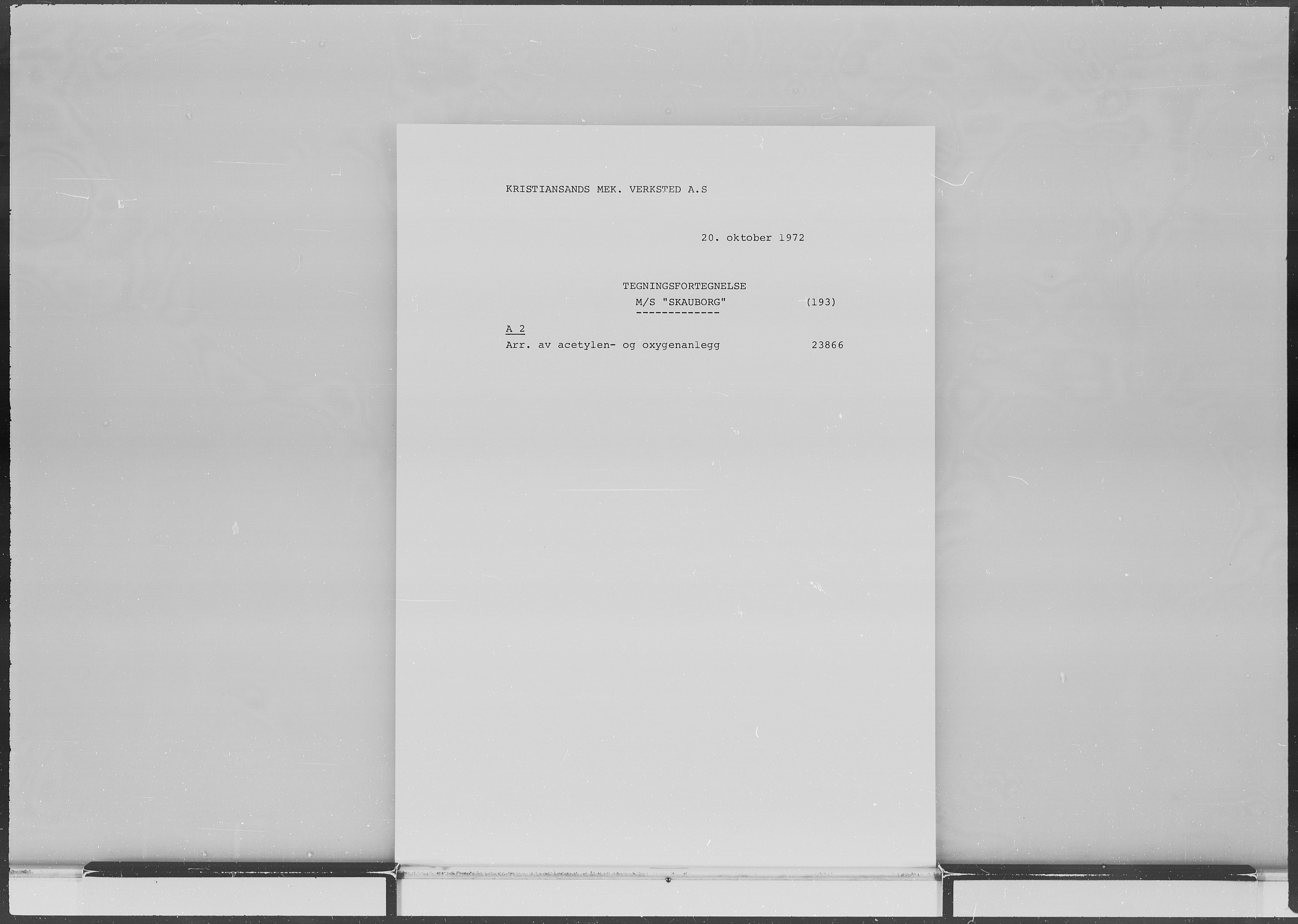 Kristiansand Mekaniske Verksted, SAK/D/0612/G/Ga/L0006/0002: Reprofoto av tegninger m.m. / 36 mm mikrofilmruller, reprofoto av skipstegninger, byggenr. 134-212, p. 407