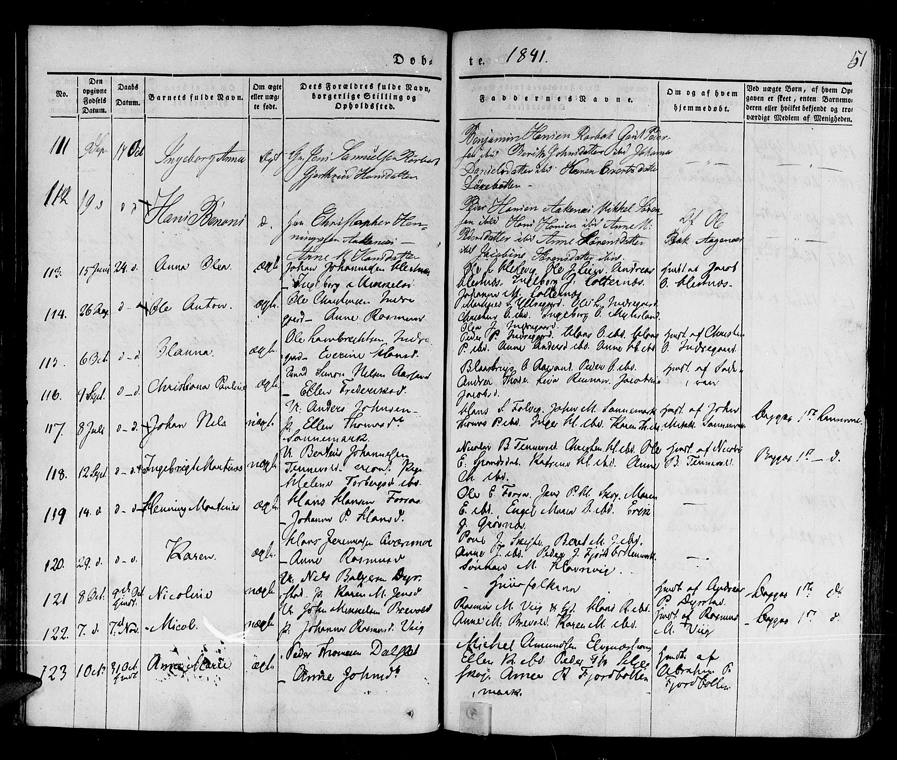 Ibestad sokneprestembete, AV/SATØ-S-0077/H/Ha/Haa/L0006kirke: Parish register (official) no. 6, 1837-1850, p. 51