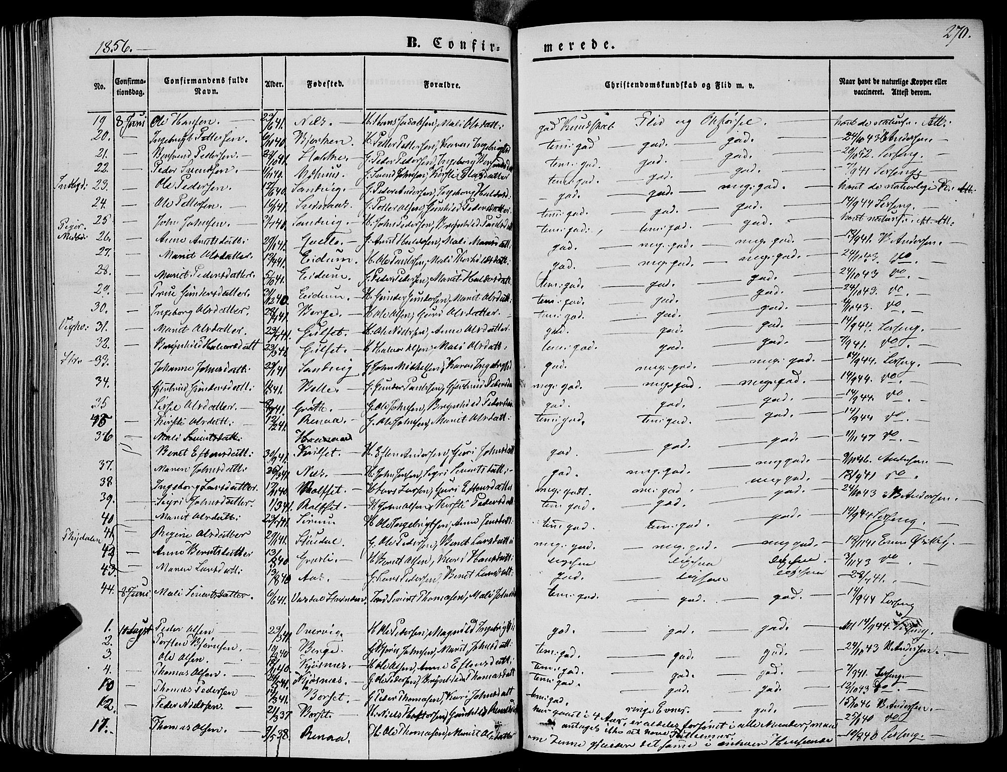 Ministerialprotokoller, klokkerbøker og fødselsregistre - Sør-Trøndelag, SAT/A-1456/695/L1145: Parish register (official) no. 695A06 /1, 1843-1859, p. 270