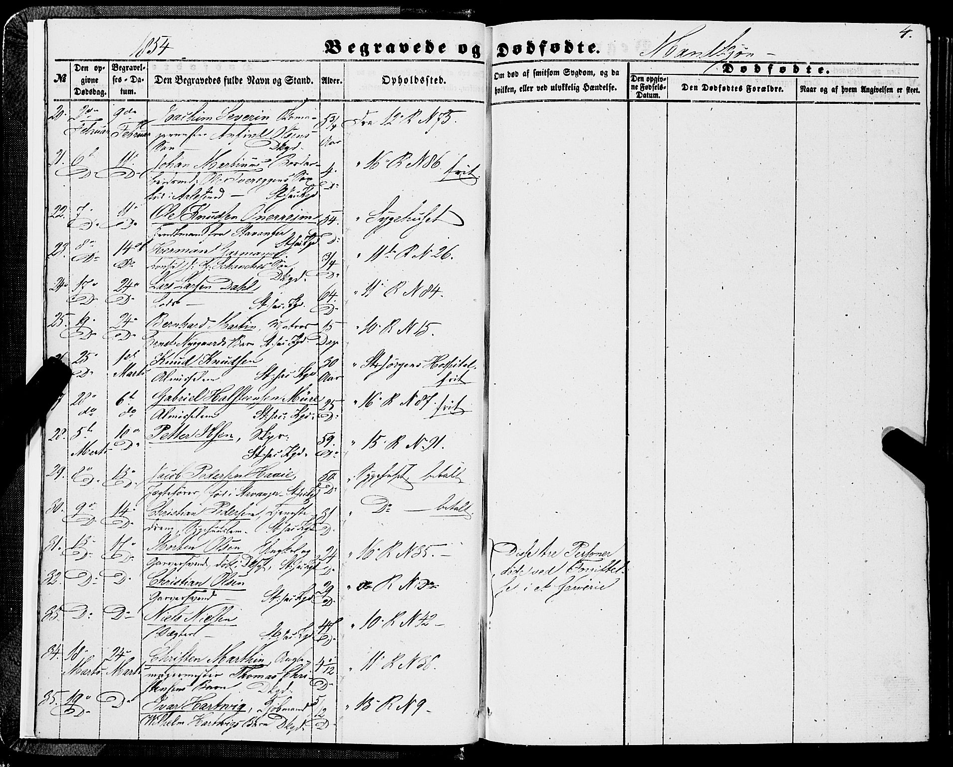 Domkirken sokneprestembete, AV/SAB-A-74801/H/Haa/L0041: Parish register (official) no. E 2, 1853-1863, p. 4