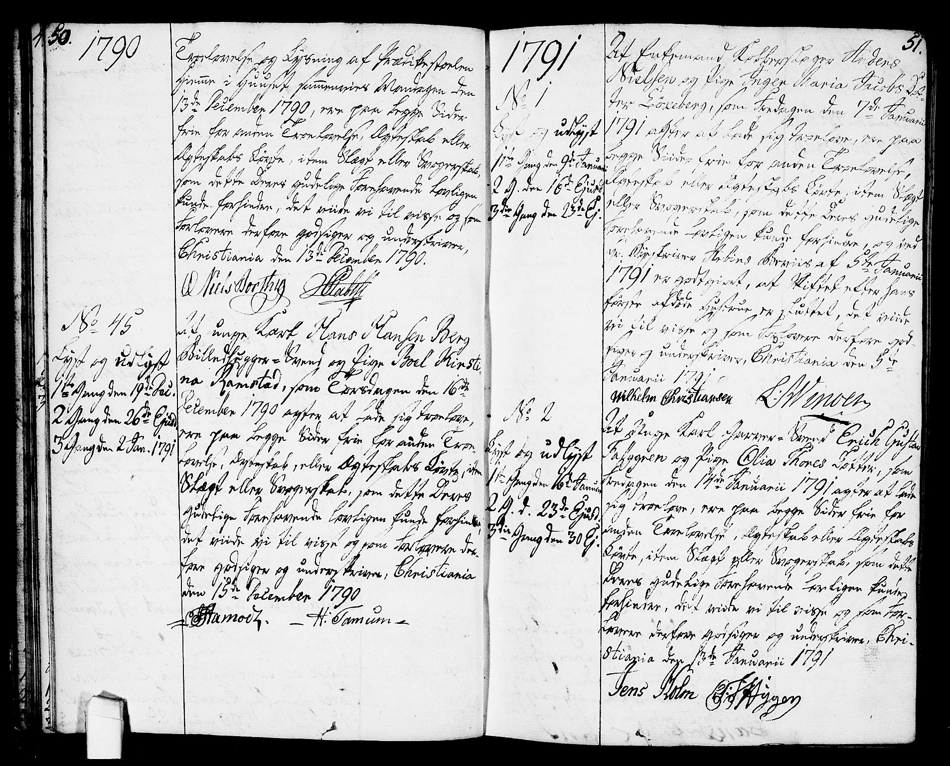 Oslo domkirke Kirkebøker, SAO/A-10752/L/La/L0010: Best man's statements no. 10, 1789-1807, p. 50-51