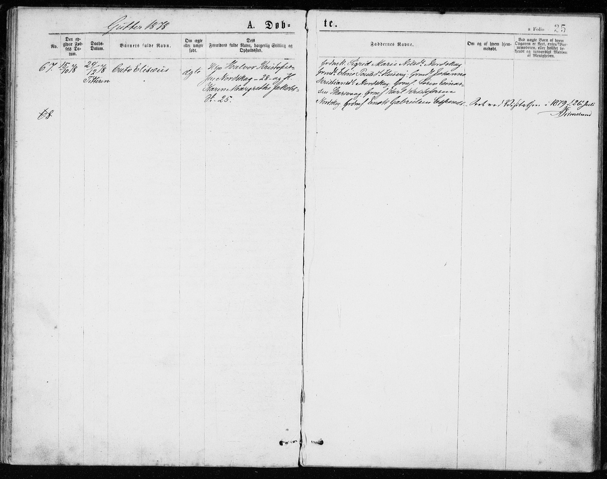 Ministerialprotokoller, klokkerbøker og fødselsregistre - Sør-Trøndelag, SAT/A-1456/640/L0577: Parish register (official) no. 640A02, 1877-1878, p. 25