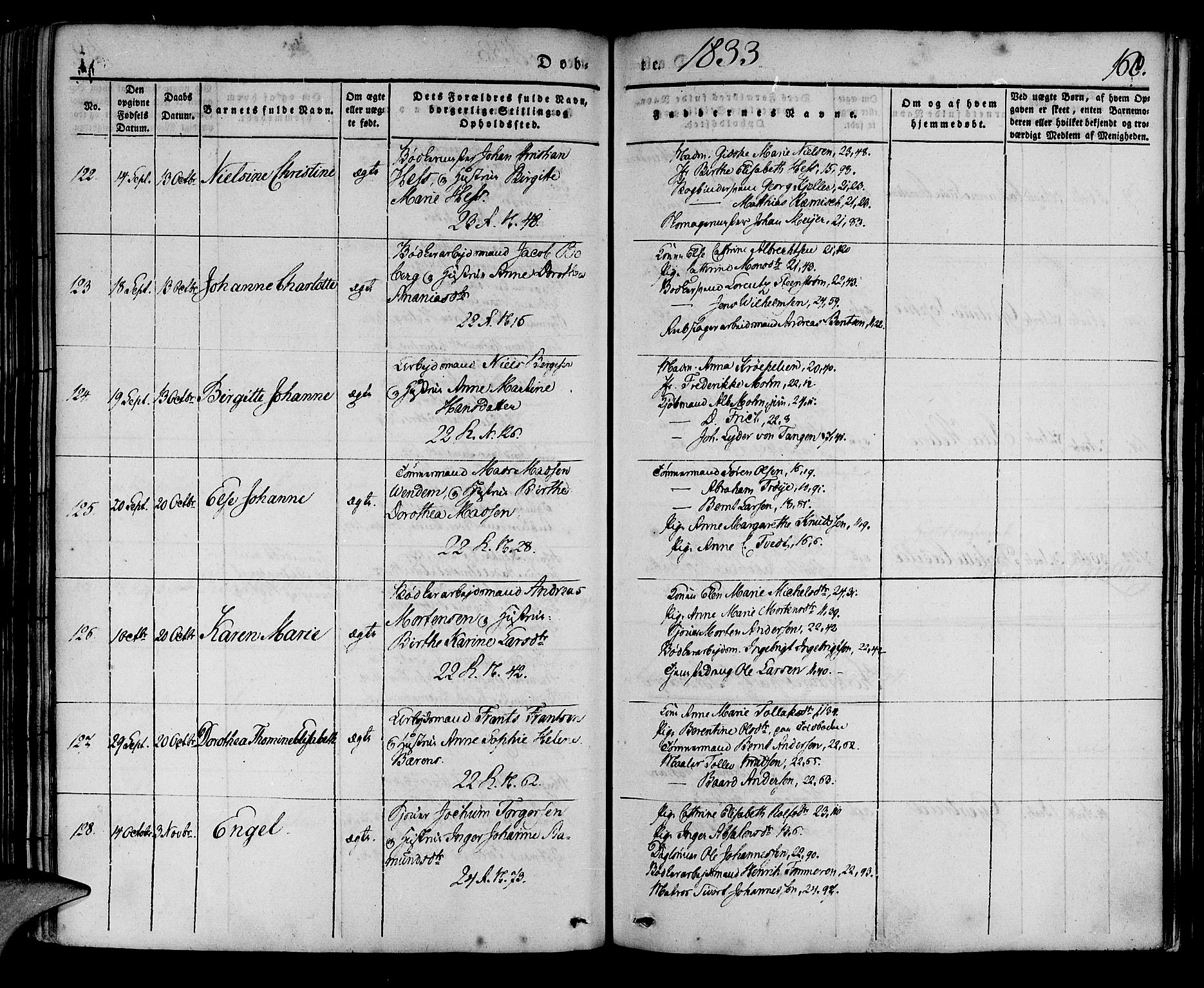 Korskirken sokneprestembete, AV/SAB-A-76101/H/Haa/L0015: Parish register (official) no. B 1, 1833-1841, p. 160