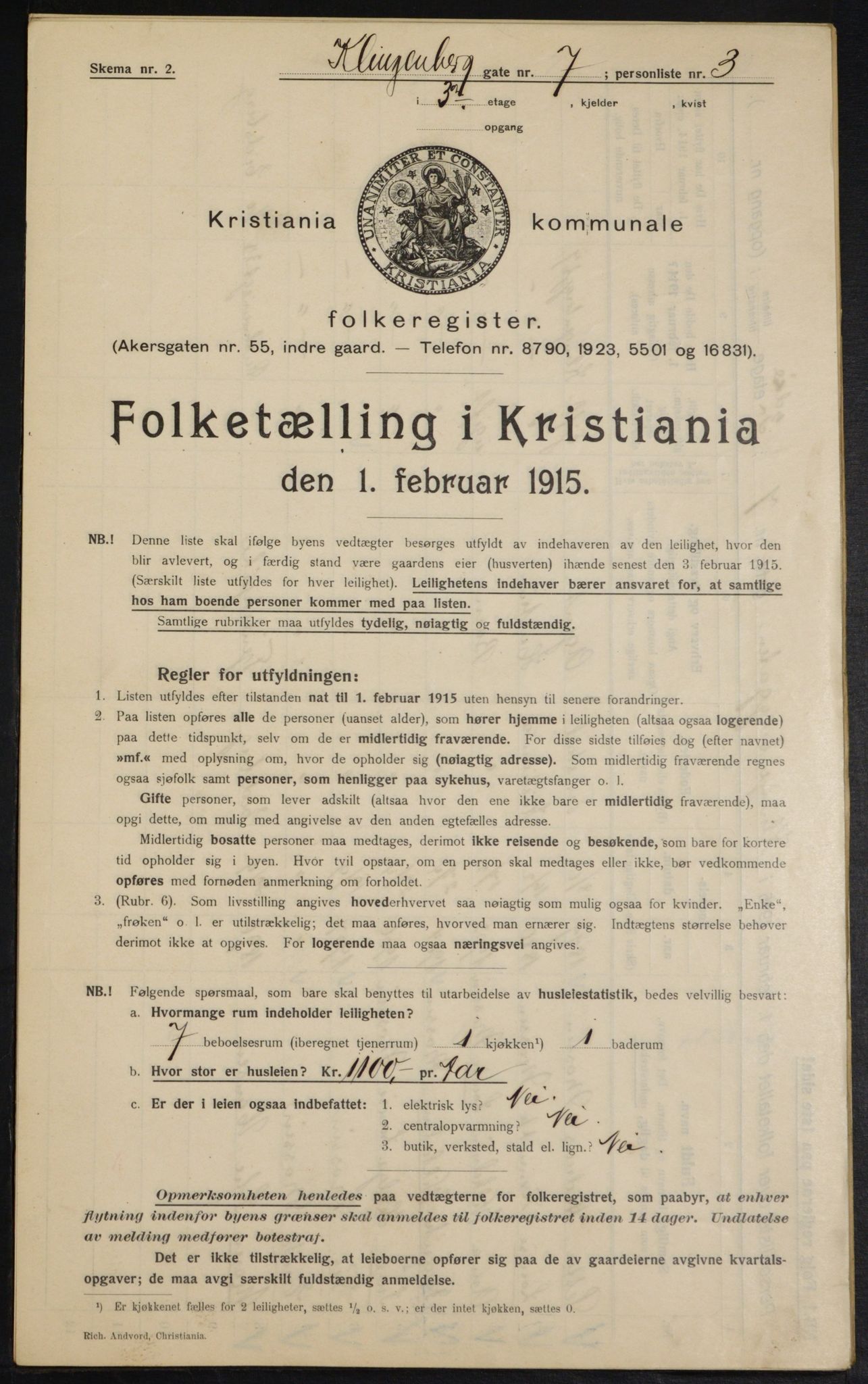 OBA, Municipal Census 1915 for Kristiania, 1915, p. 51391