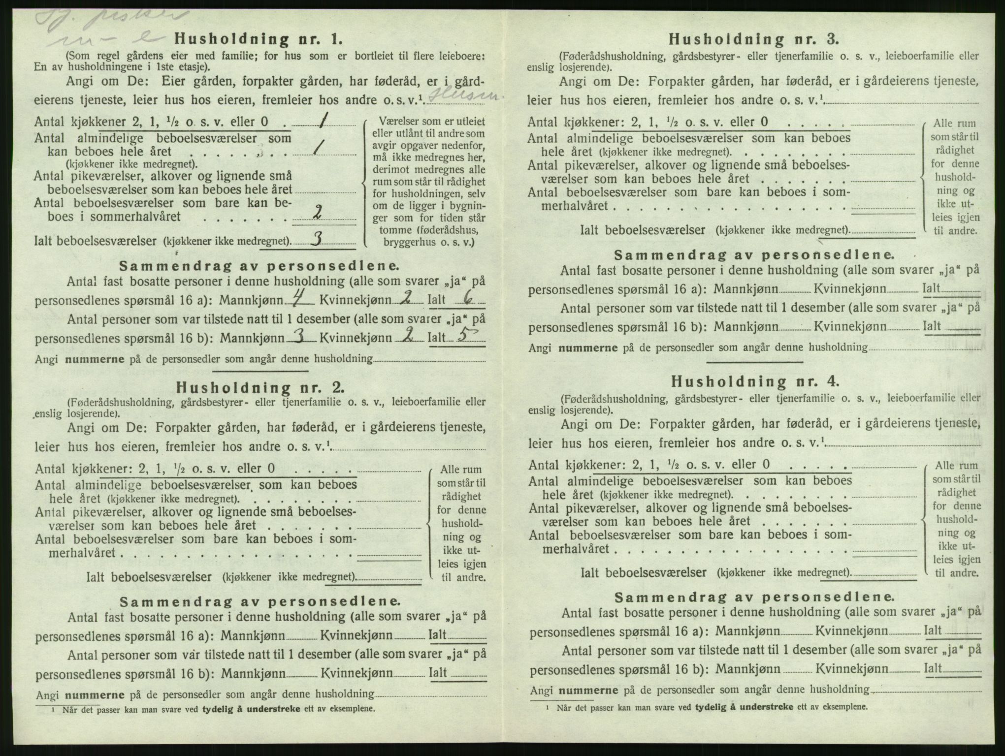 SAT, 1920 census for Nesna, 1920, p. 52