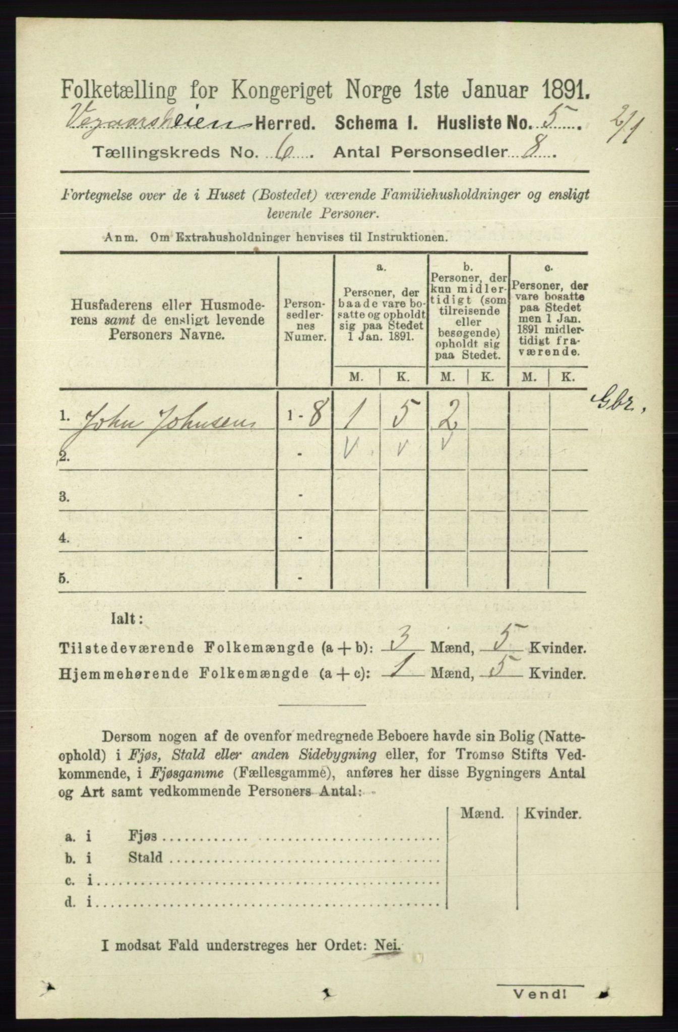 RA, 1891 census for 0912 Vegårshei, 1891, p. 1146