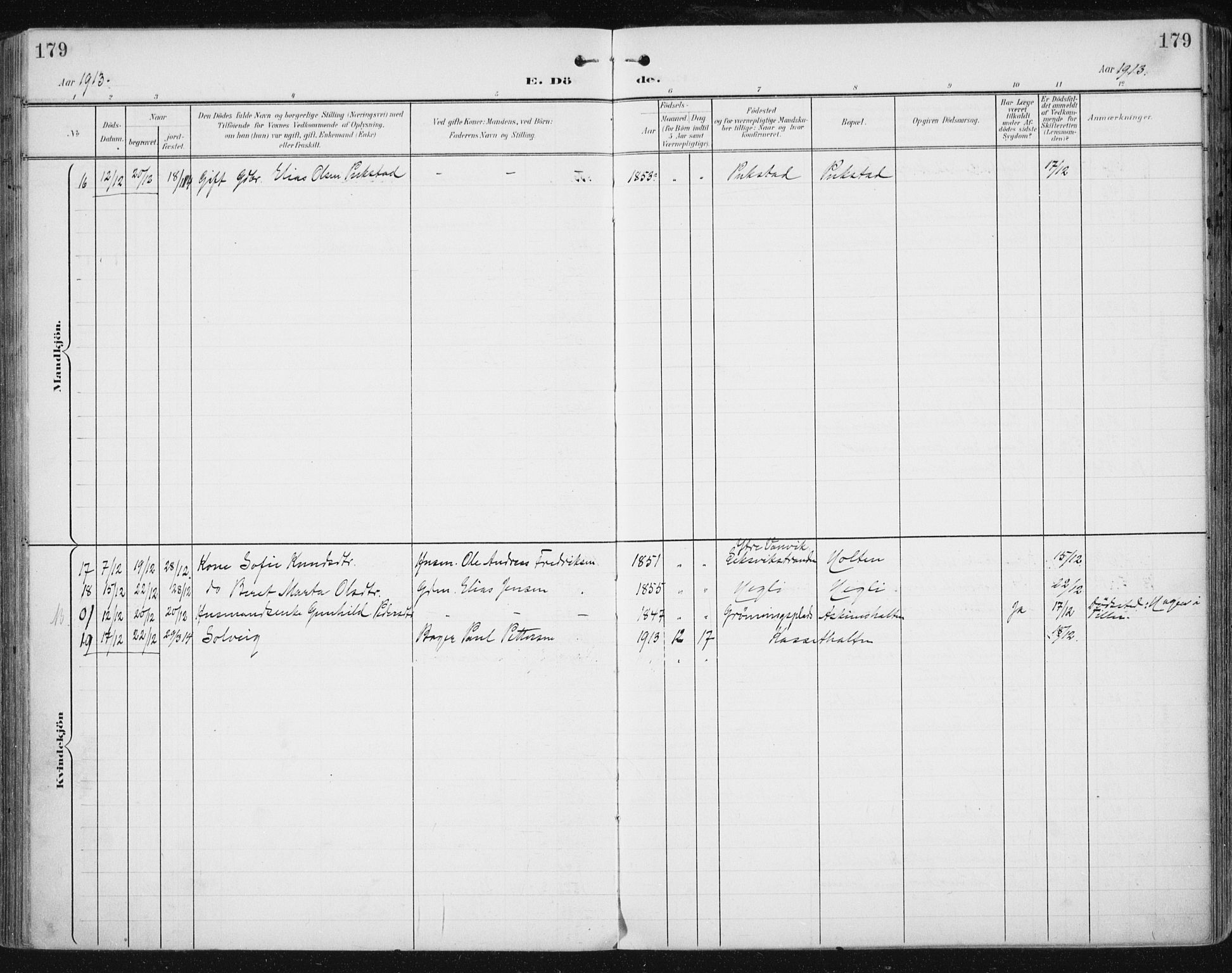 Ministerialprotokoller, klokkerbøker og fødselsregistre - Sør-Trøndelag, AV/SAT-A-1456/646/L0616: Parish register (official) no. 646A14, 1900-1918, p. 179