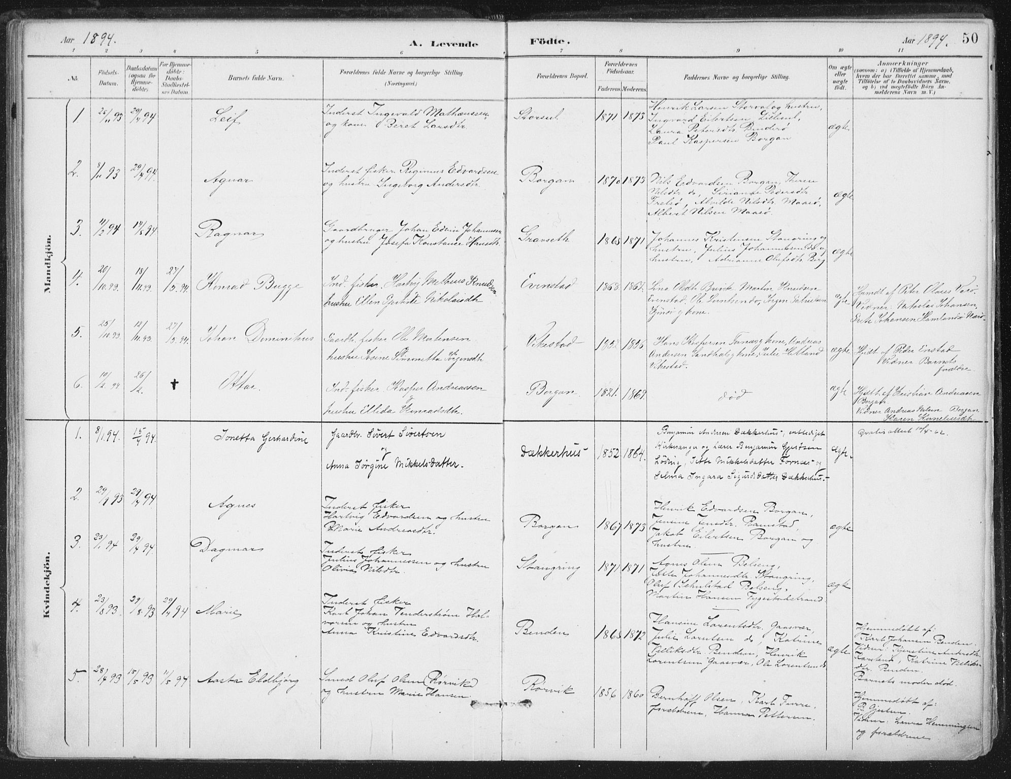 Ministerialprotokoller, klokkerbøker og fødselsregistre - Nord-Trøndelag, SAT/A-1458/786/L0687: Parish register (official) no. 786A03, 1888-1898, p. 50