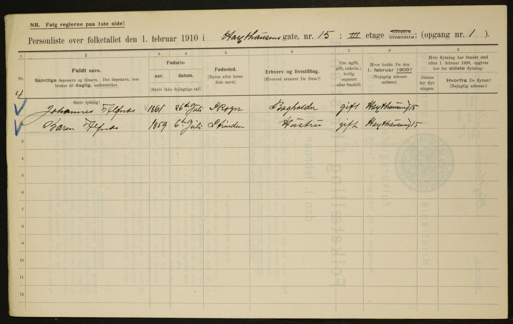 OBA, Municipal Census 1910 for Kristiania, 1910, p. 34544