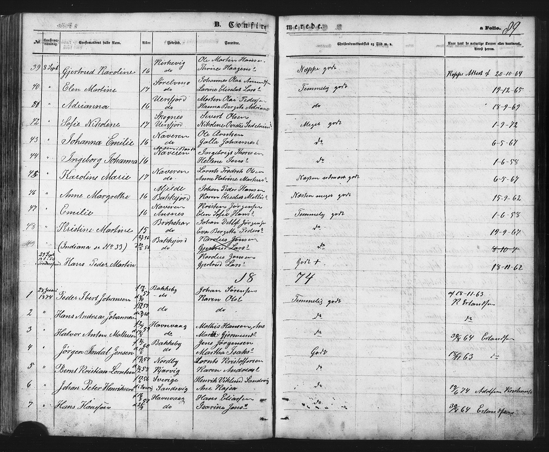 Balsfjord sokneprestembete, AV/SATØ-S-1303/G/Gab/L0002klokker: Parish register (copy) no. 2, 1870-1886, p. 89