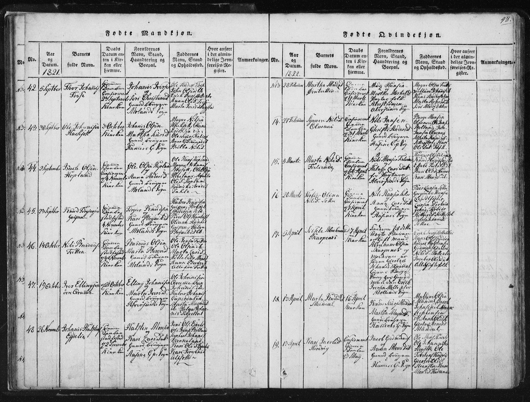 Hamre sokneprestembete, AV/SAB-A-75501/H/Ha/Haa/Haaa/L0010: Parish register (official) no. A 10, 1816-1826, p. 48