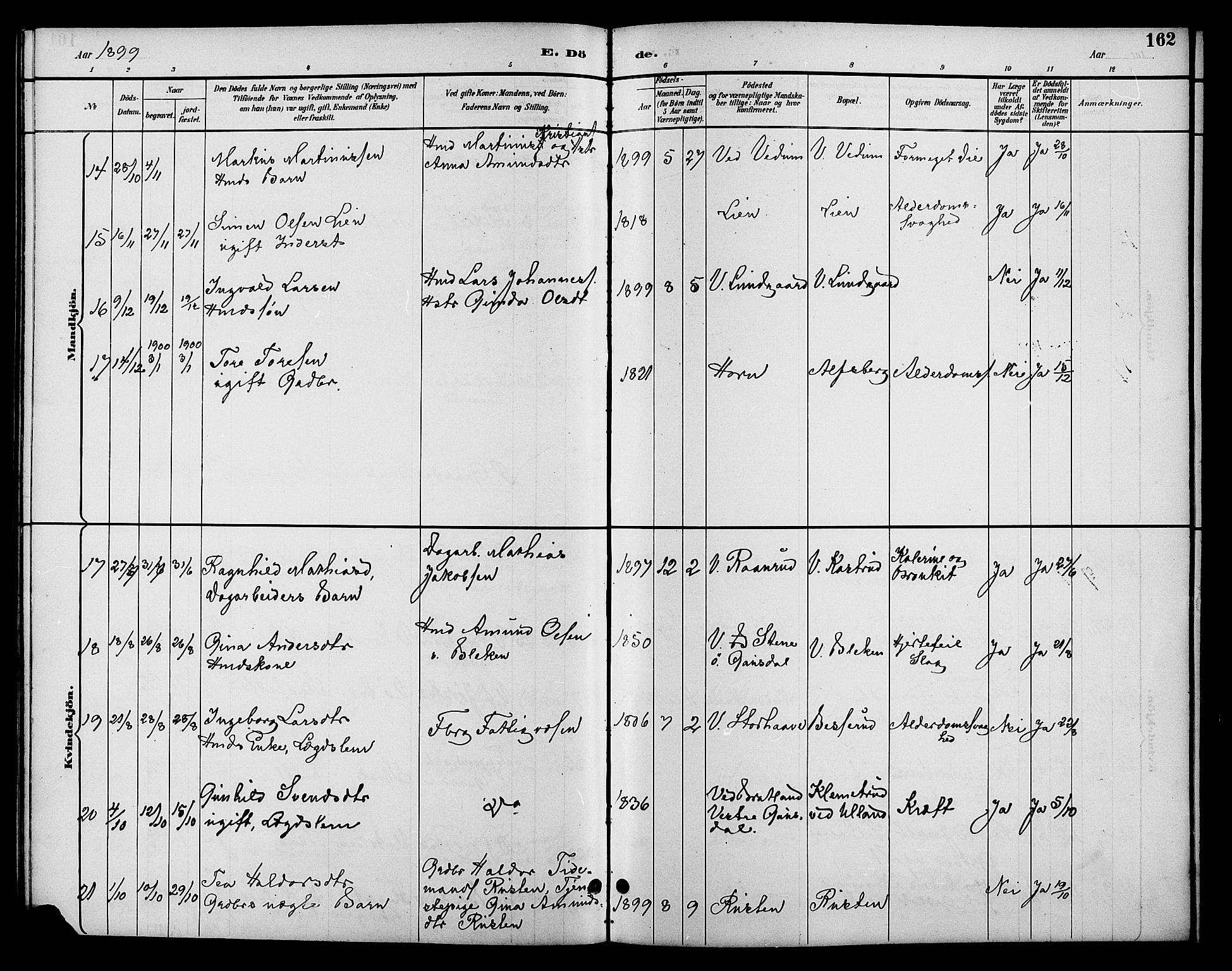 Fåberg prestekontor, AV/SAH-PREST-086/H/Ha/Hab/L0010: Parish register (copy) no. 10, 1892-1900, p. 162