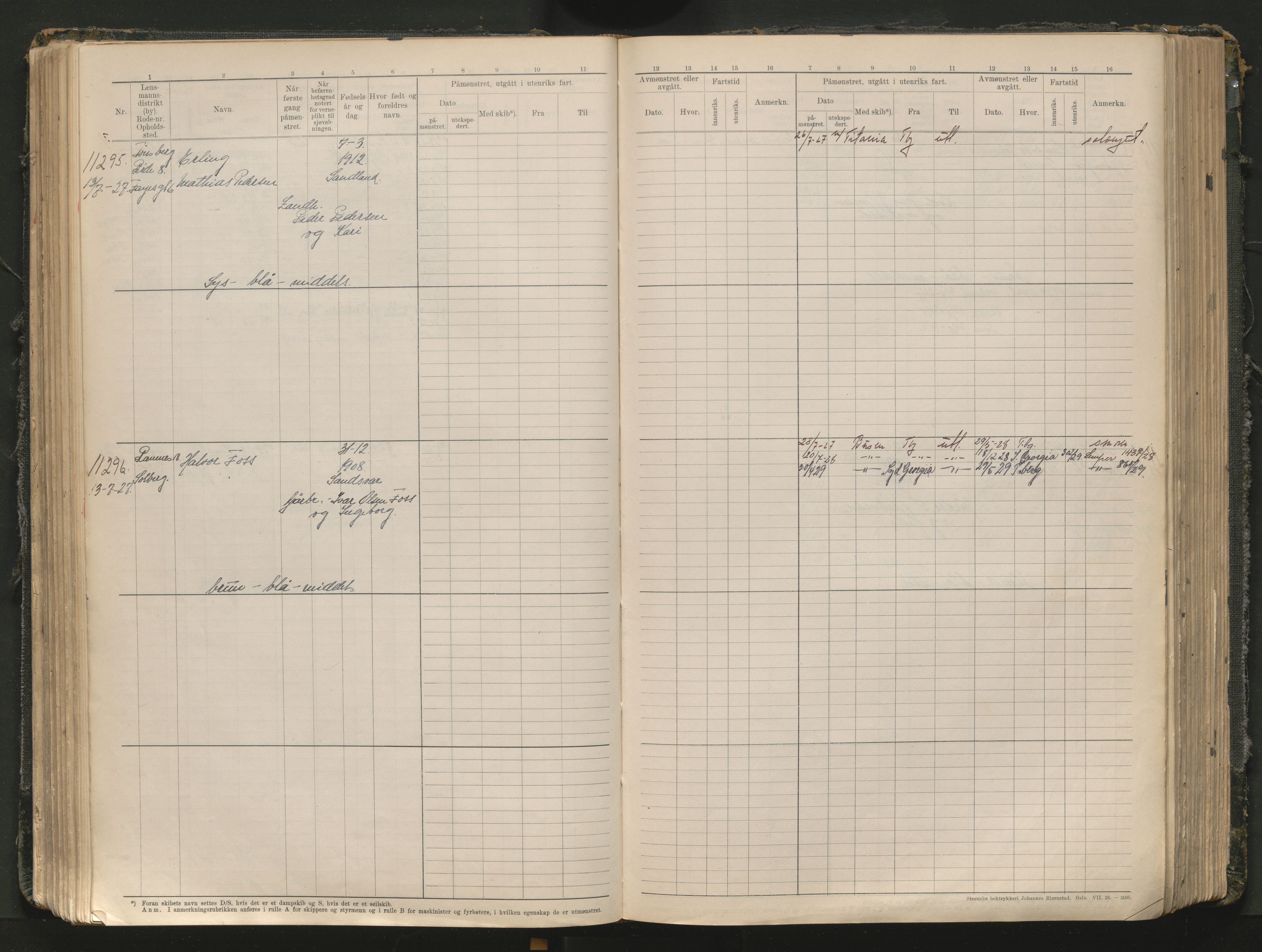 Tønsberg innrulleringskontor, AV/SAKO-A-786/F/Fc/Fcb/L0012: Hovedrulle Patent nr. 10828-12216, 1925-1948