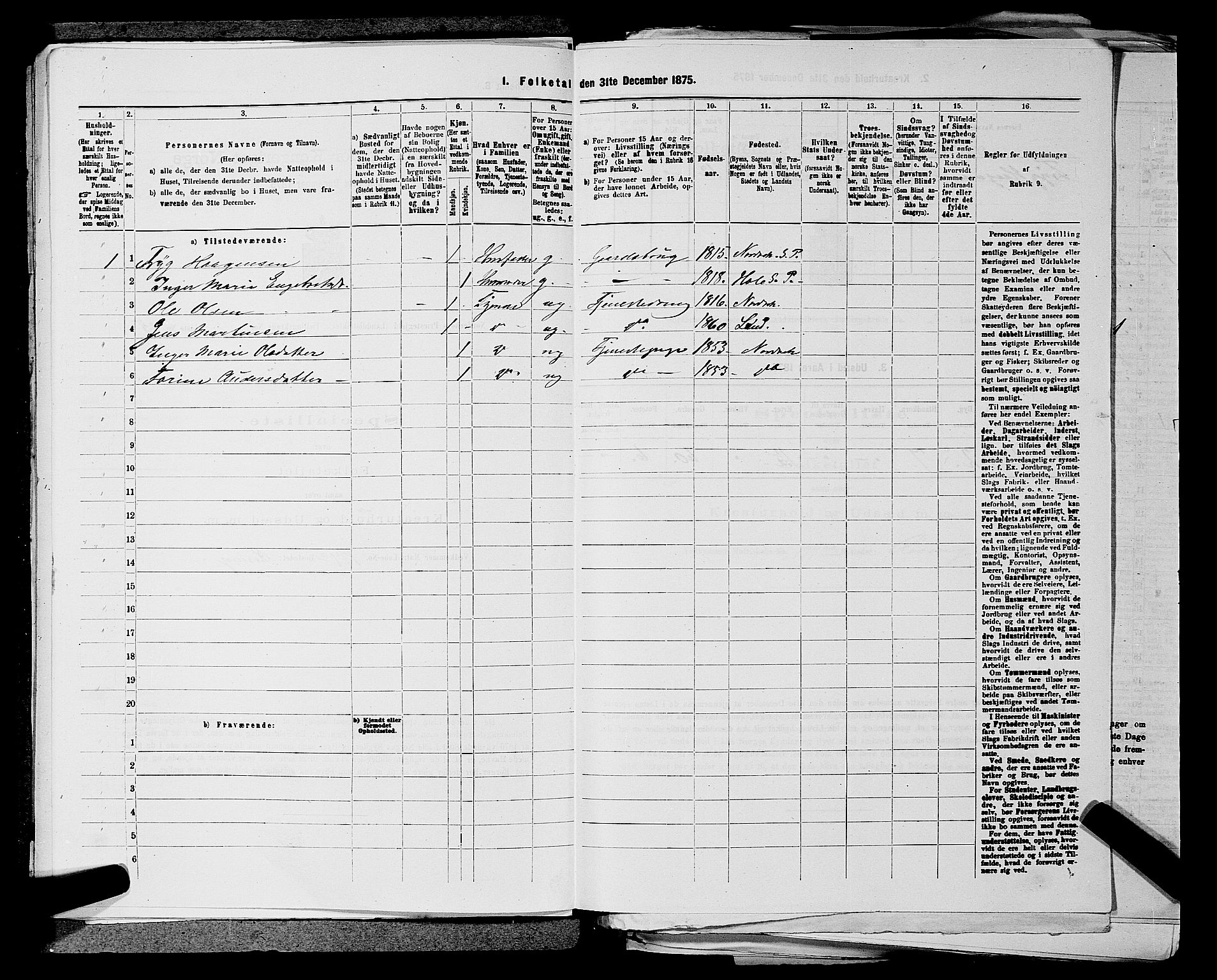 SAKO, 1875 census for 0613L Norderhov/Norderhov, Haug og Lunder, 1875, p. 384