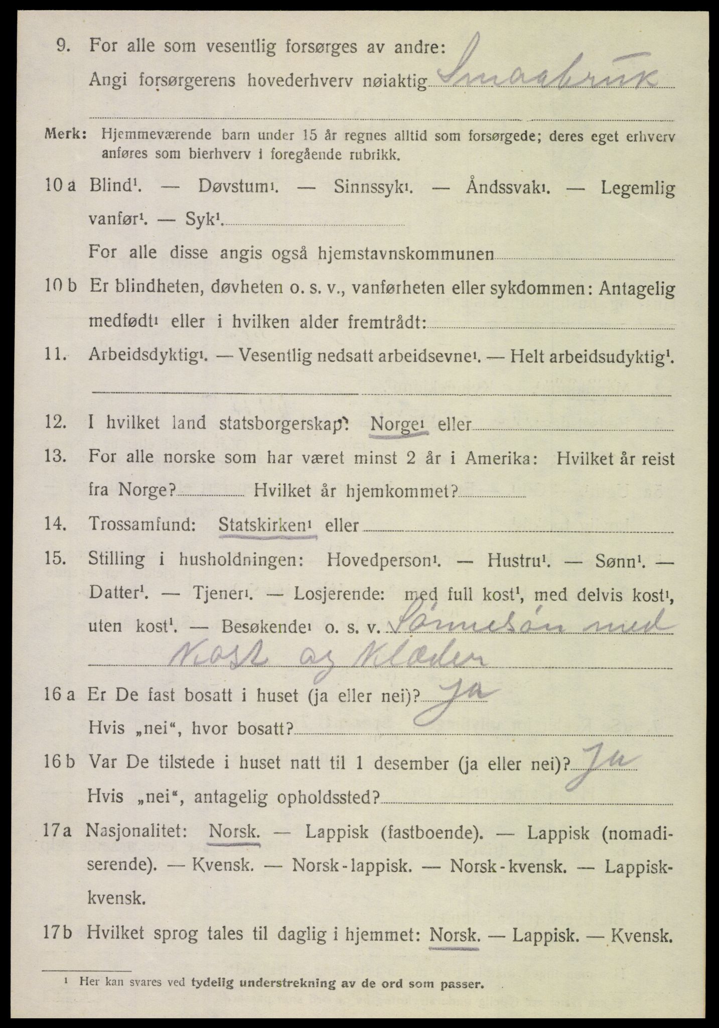 SAT, 1920 census for Hamarøy, 1920, p. 6083