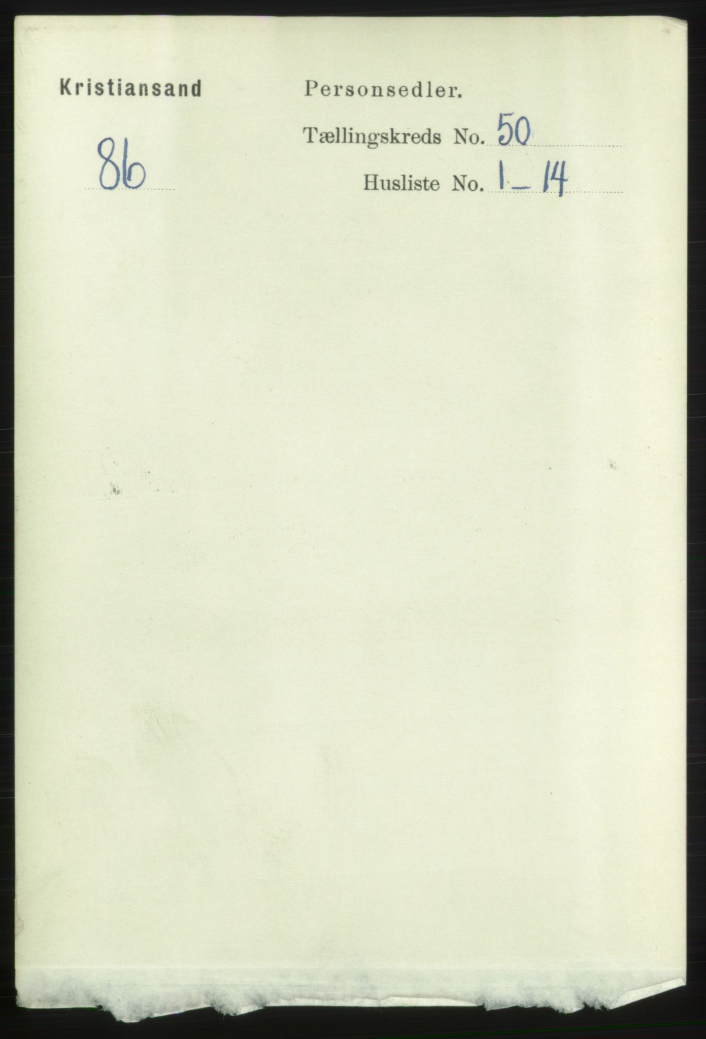 RA, 1891 census for 1001 Kristiansand, 1891, p. 14885