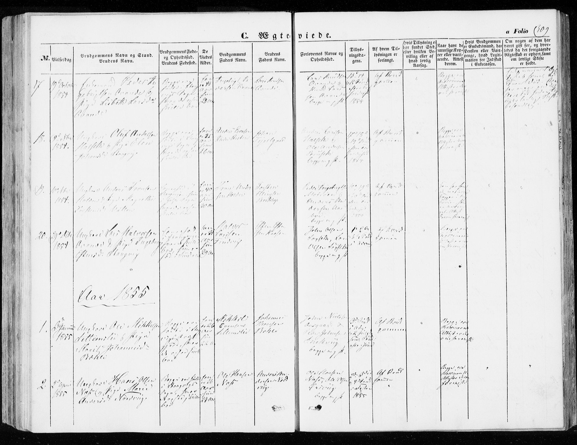 Ministerialprotokoller, klokkerbøker og fødselsregistre - Møre og Romsdal, SAT/A-1454/592/L1026: Parish register (official) no. 592A04, 1849-1867, p. 309