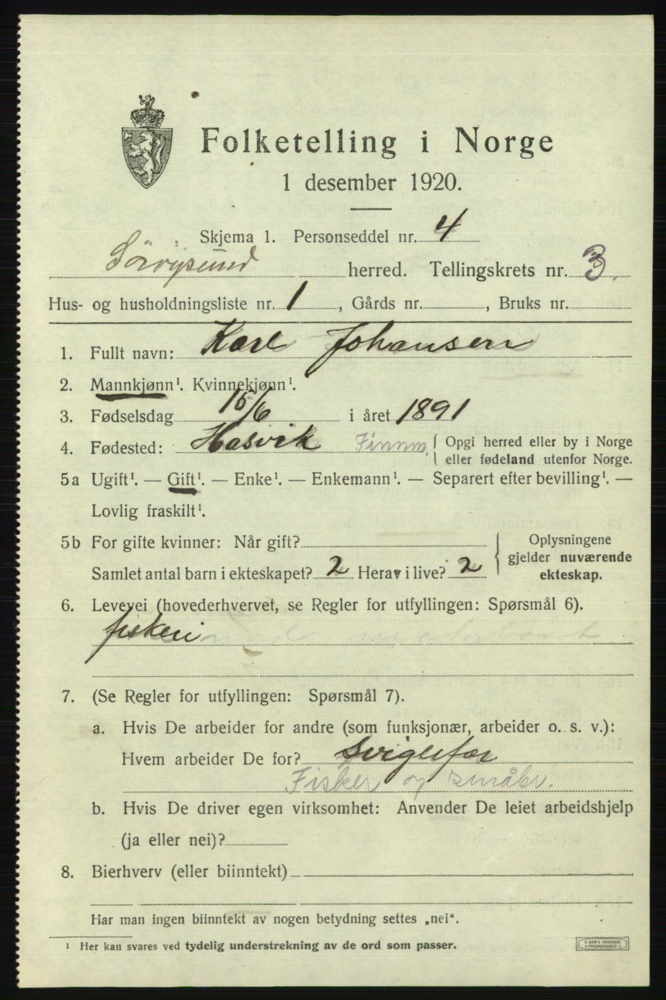 SATØ, 1920 census for Sørøysund rural district, 1920, p. 1106