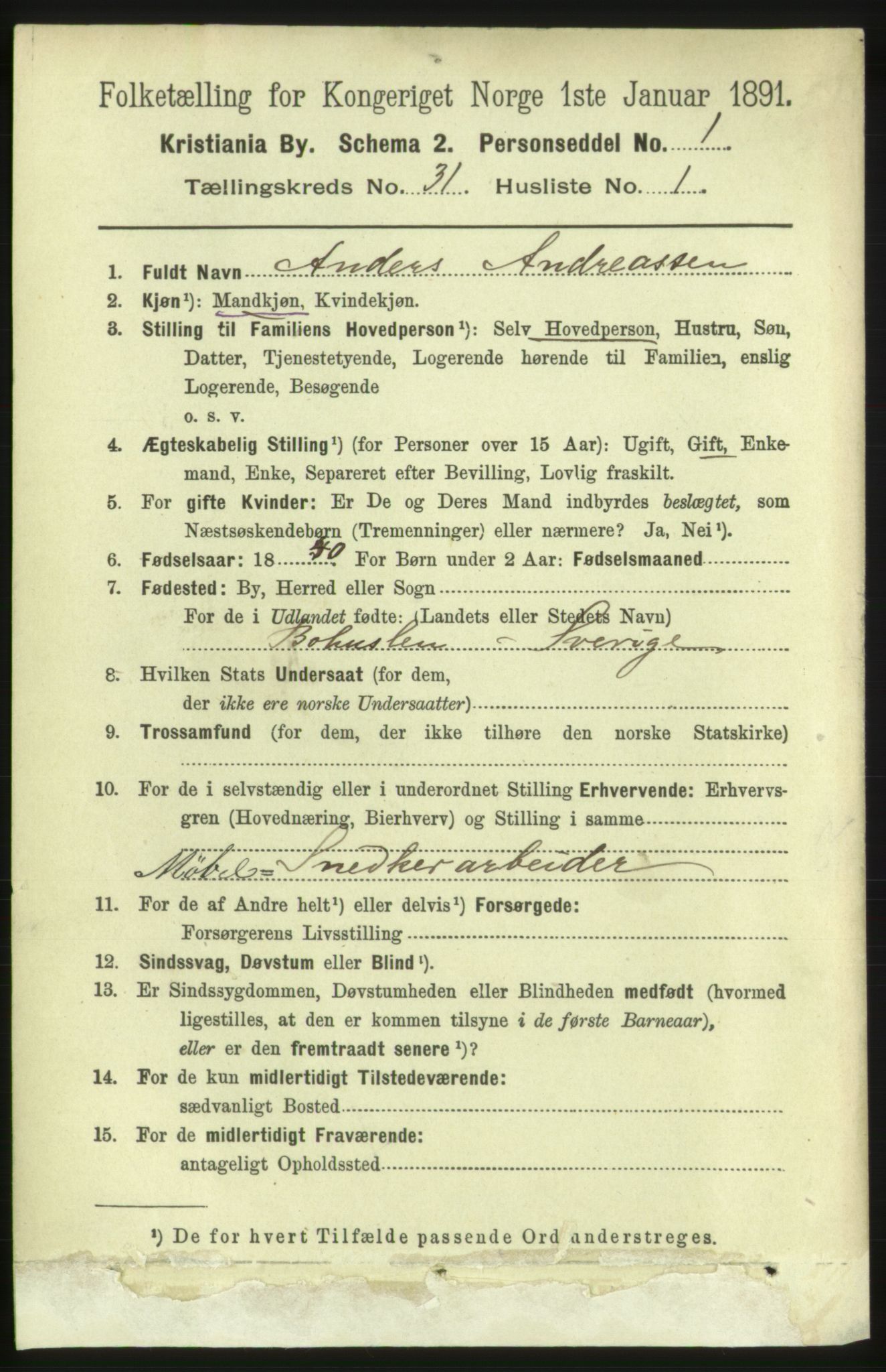 RA, 1891 census for 0301 Kristiania, 1891, p. 15911