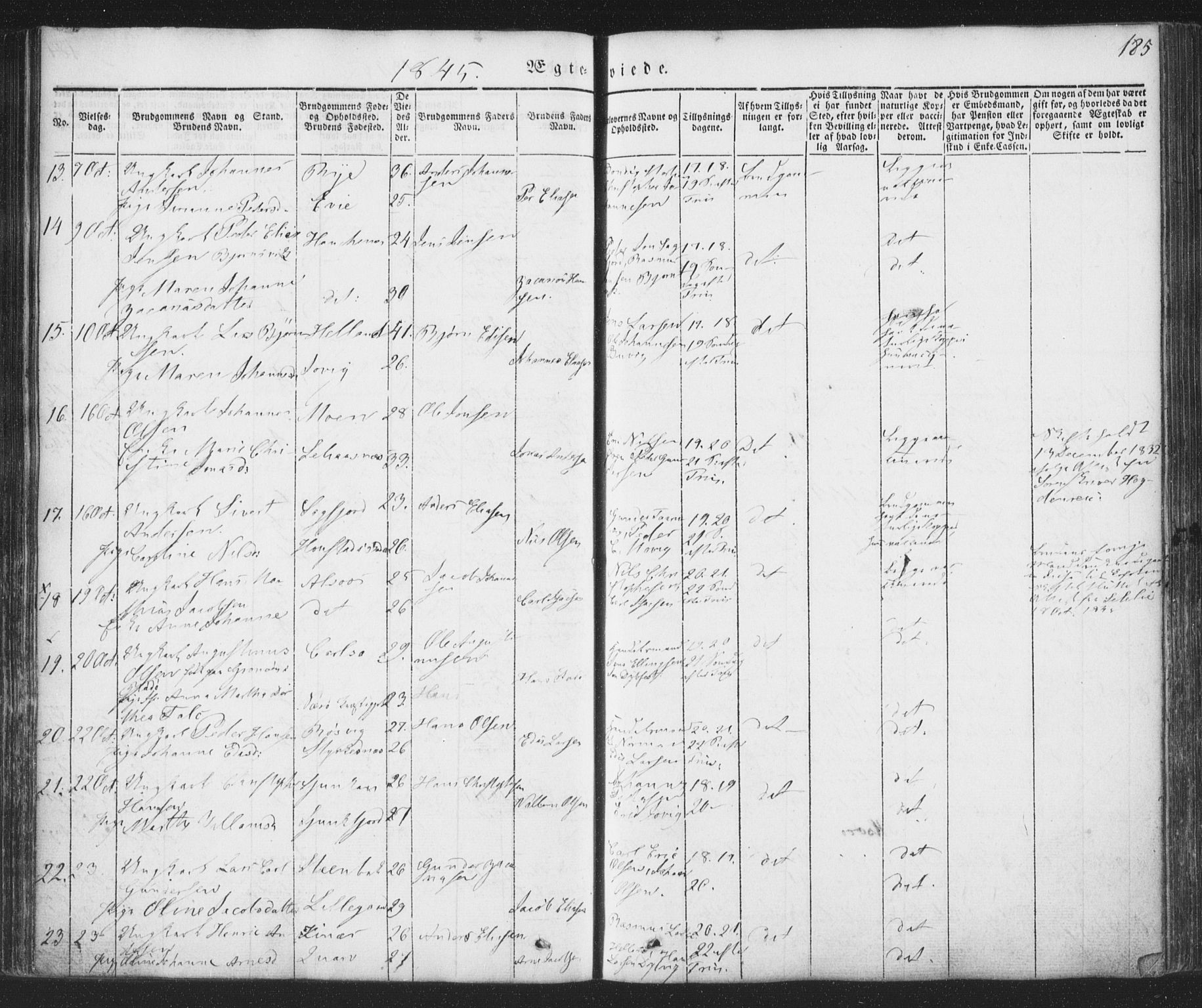 Ministerialprotokoller, klokkerbøker og fødselsregistre - Nordland, AV/SAT-A-1459/853/L0769: Parish register (official) no. 853A08, 1836-1856, p. 185