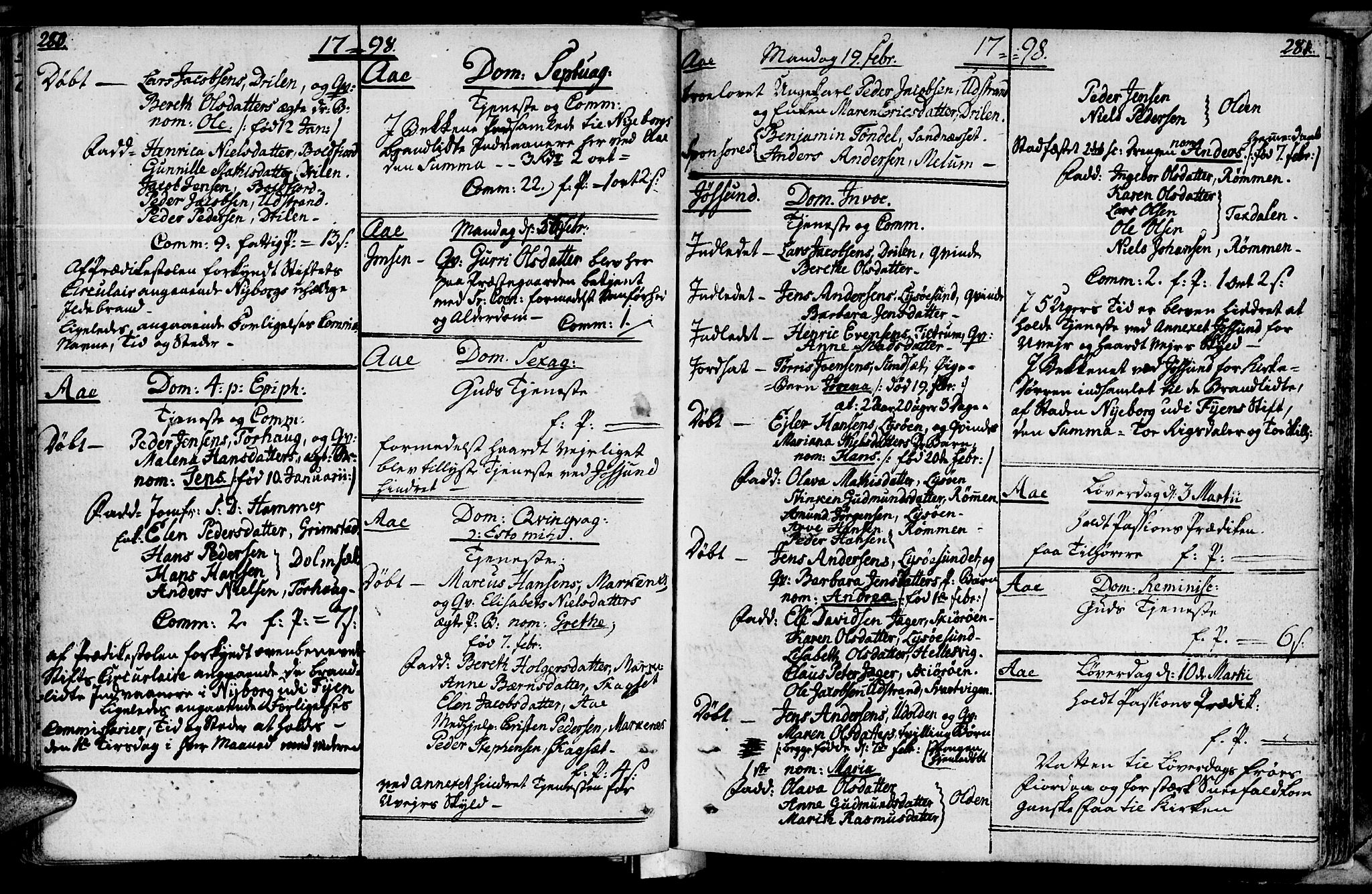 Ministerialprotokoller, klokkerbøker og fødselsregistre - Sør-Trøndelag, SAT/A-1456/655/L0673: Parish register (official) no. 655A02, 1780-1801, p. 280-281