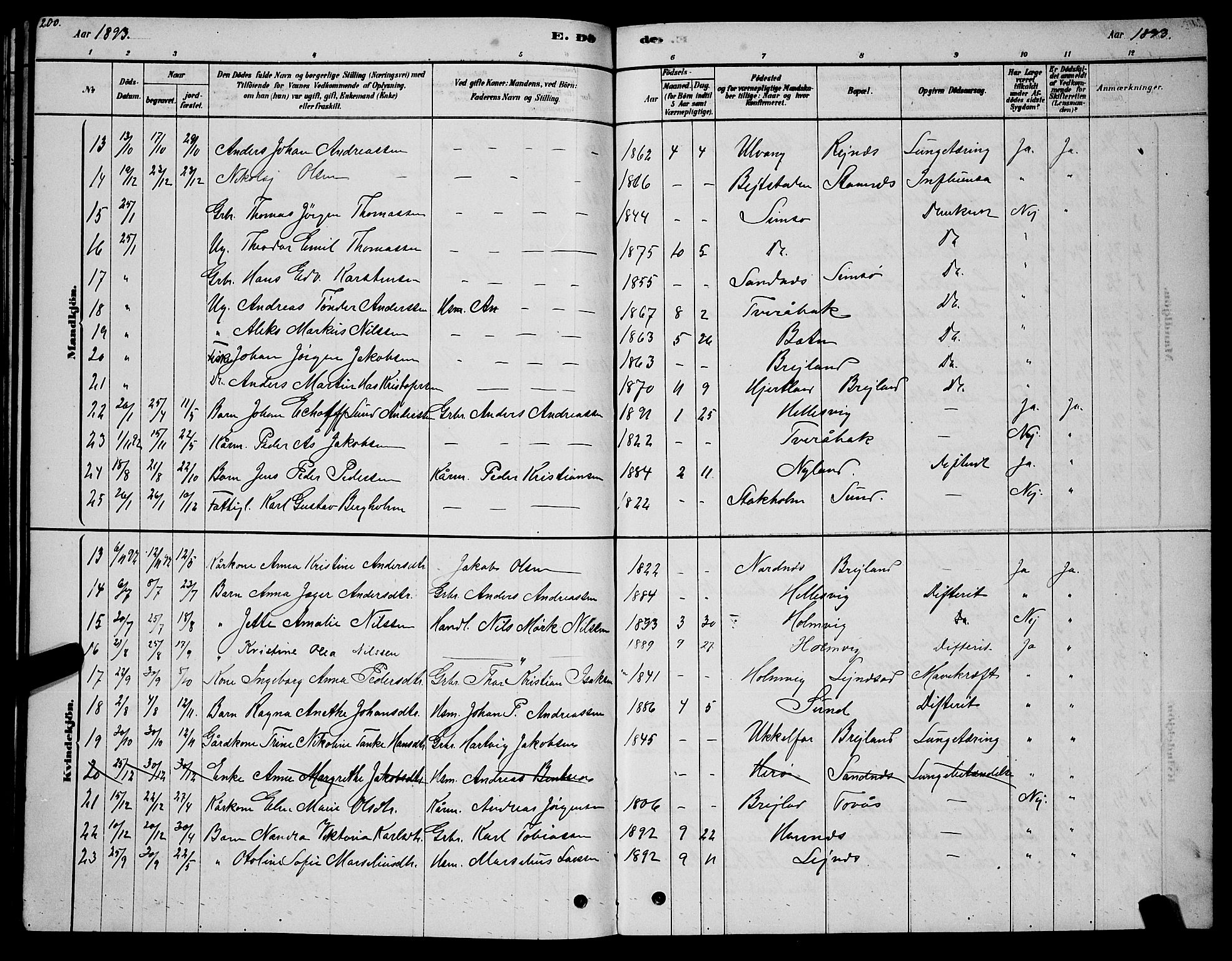 Ministerialprotokoller, klokkerbøker og fødselsregistre - Nordland, AV/SAT-A-1459/831/L0477: Parish register (copy) no. 831C04, 1878-1897, p. 200