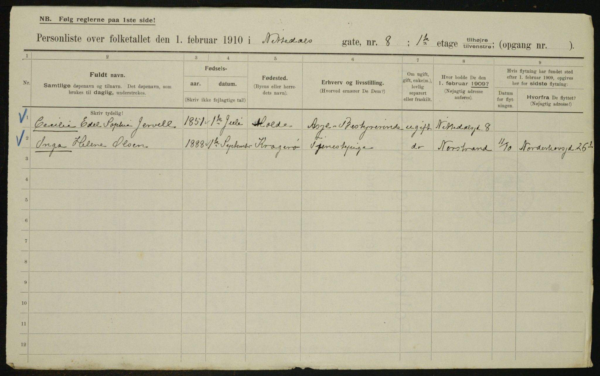 OBA, Municipal Census 1910 for Kristiania, 1910, p. 68807