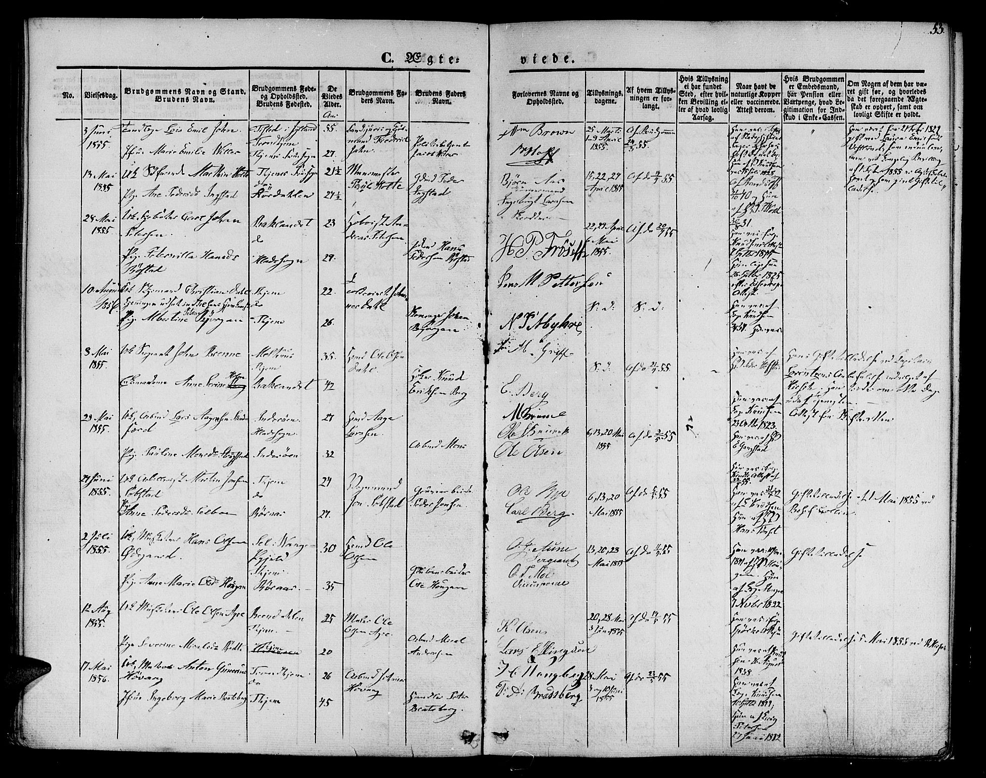 Ministerialprotokoller, klokkerbøker og fødselsregistre - Sør-Trøndelag, SAT/A-1456/602/L0111: Parish register (official) no. 602A09, 1844-1867, p. 53