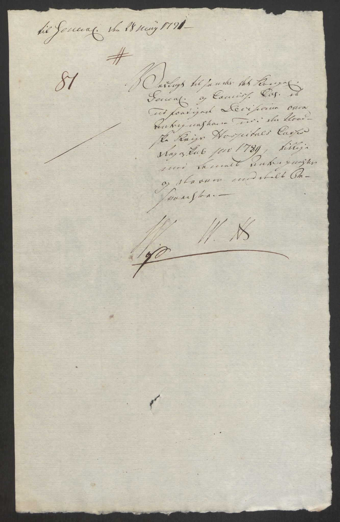 Forsvaret, Den norske kvesthuskasse/krigshospitalkasse, AV/RA-RAFA-1887/F/Fa/L0008: Konsepter, 1790-1793, p. 501