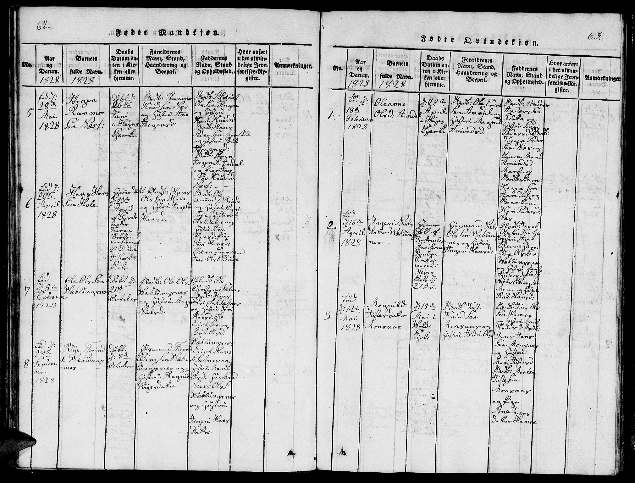 Ministerialprotokoller, klokkerbøker og fødselsregistre - Møre og Romsdal, AV/SAT-A-1454/544/L0579: Parish register (copy) no. 544C01, 1818-1836, p. 62-63