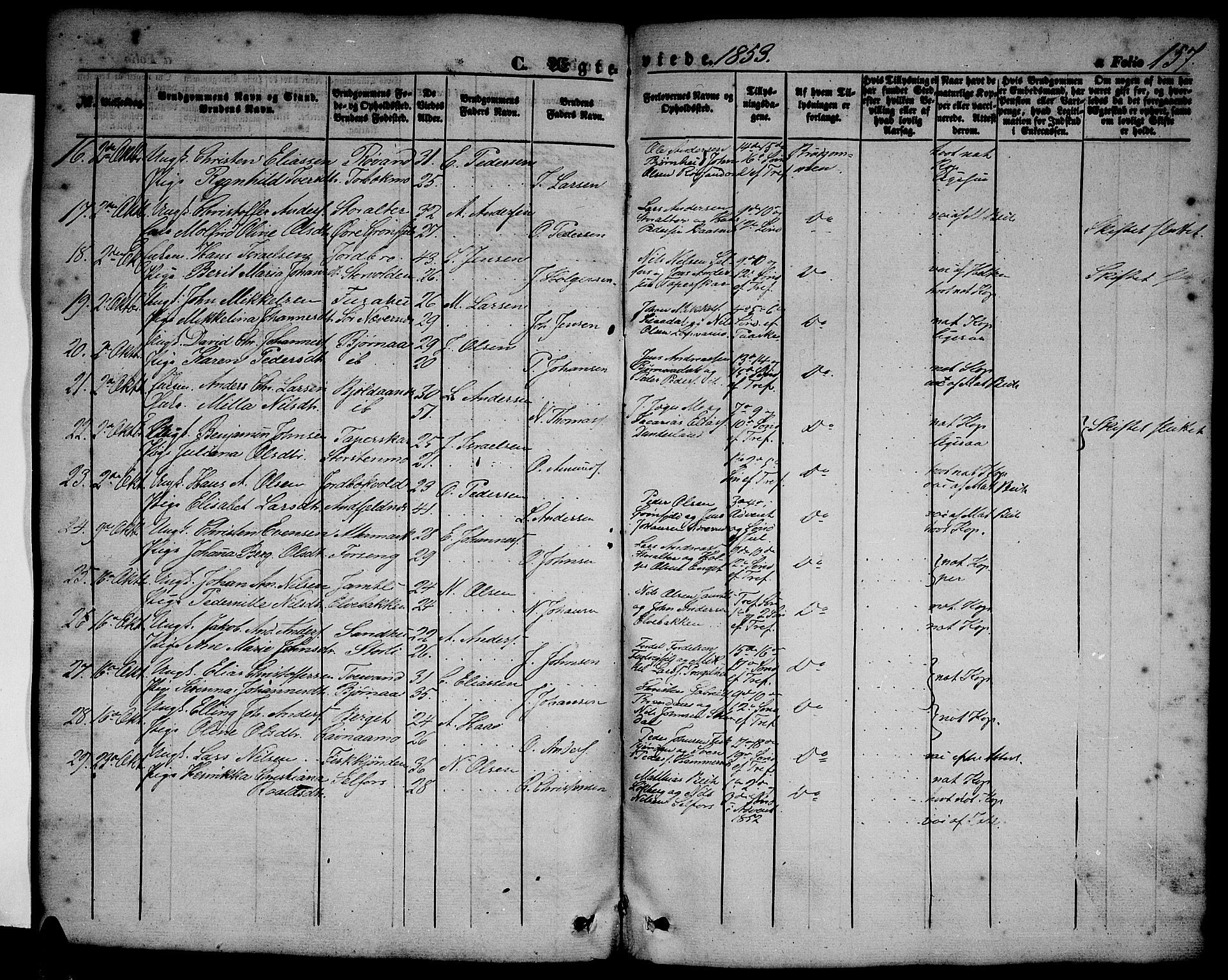Ministerialprotokoller, klokkerbøker og fødselsregistre - Nordland, SAT/A-1459/827/L0414: Parish register (copy) no. 827C03, 1853-1865, p. 157