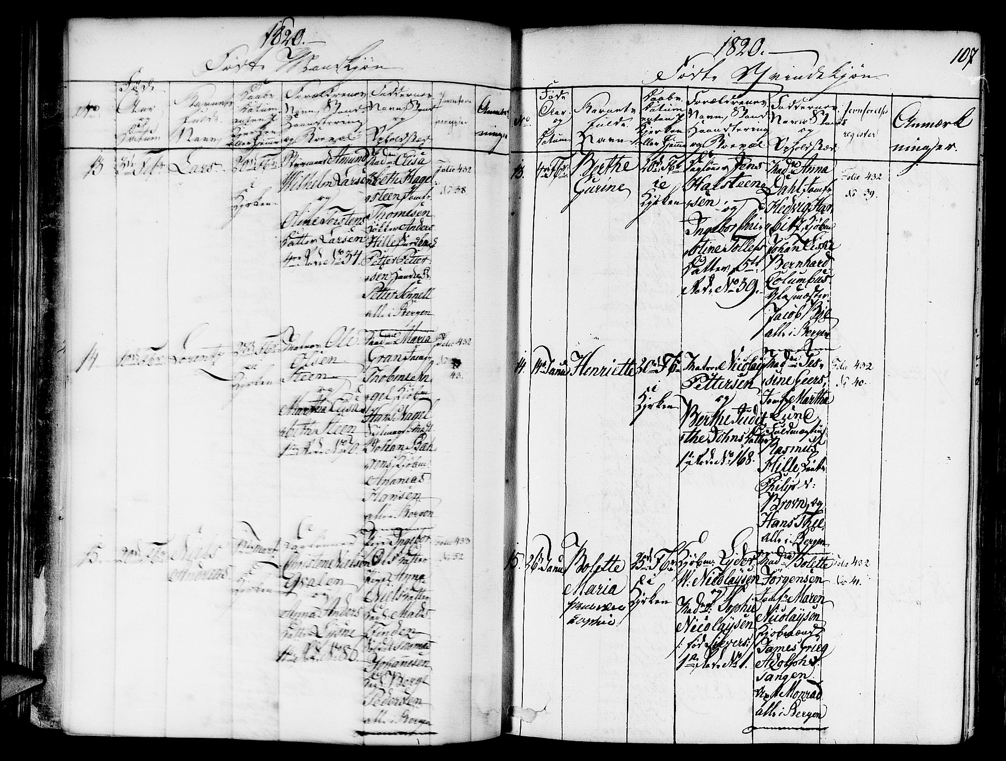 Nykirken Sokneprestembete, AV/SAB-A-77101/H/Haa/L0011: Parish register (official) no. A 11, 1816-1821, p. 107