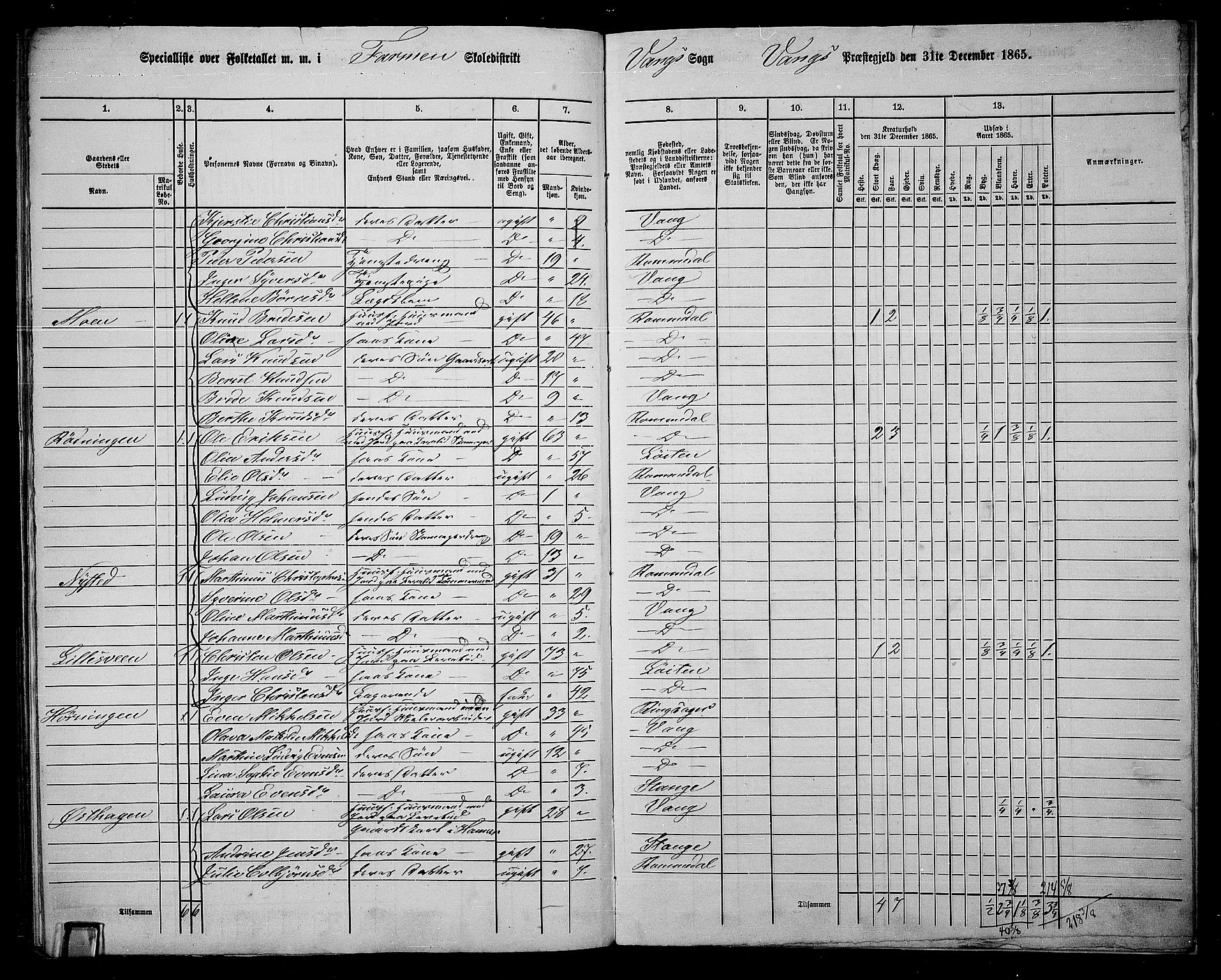 RA, 1865 census for Vang/Vang og Furnes, 1865, p. 324