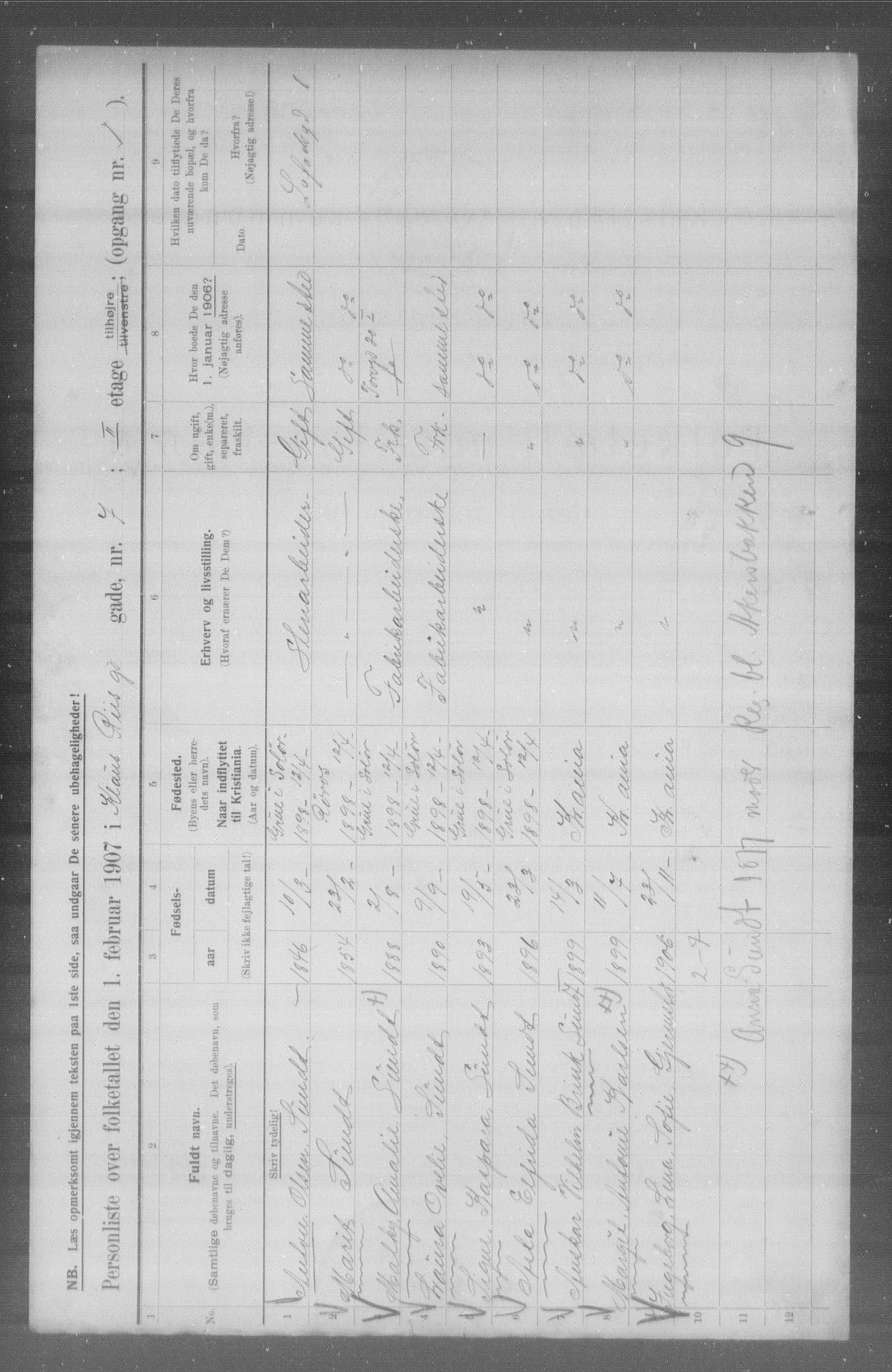 OBA, Municipal Census 1907 for Kristiania, 1907, p. 6625