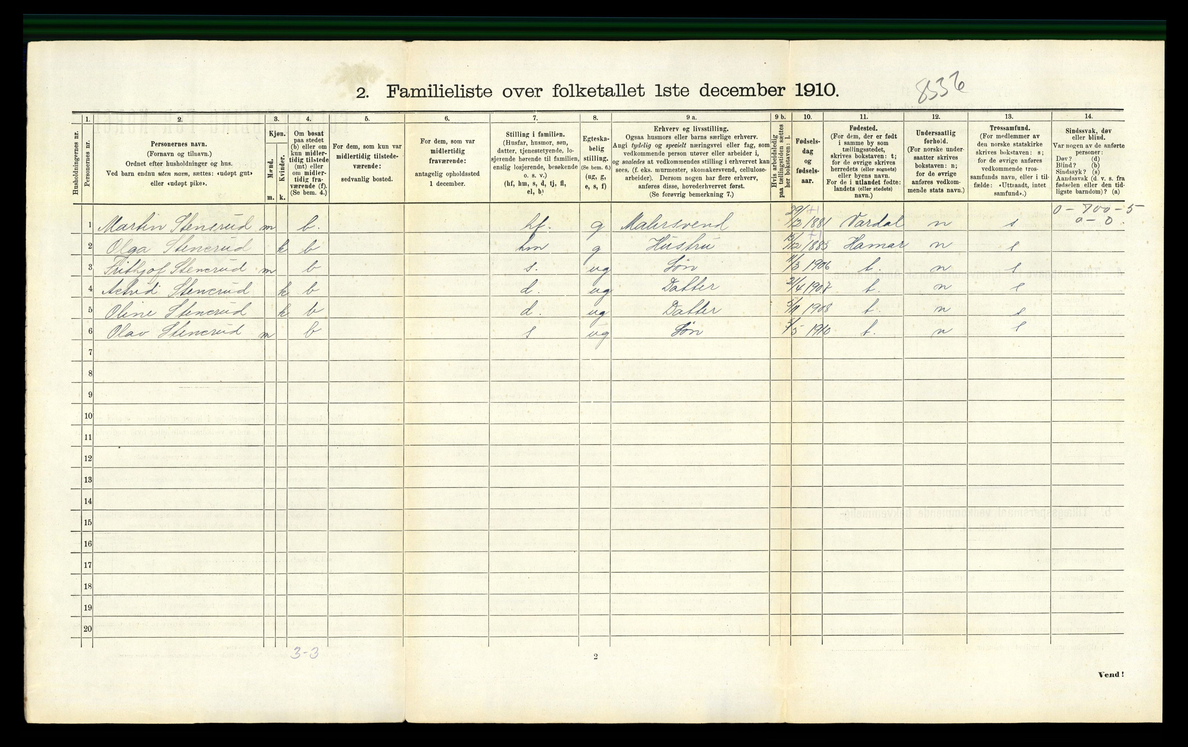 RA, 1910 census for Gjøvik, 1910, p. 1351