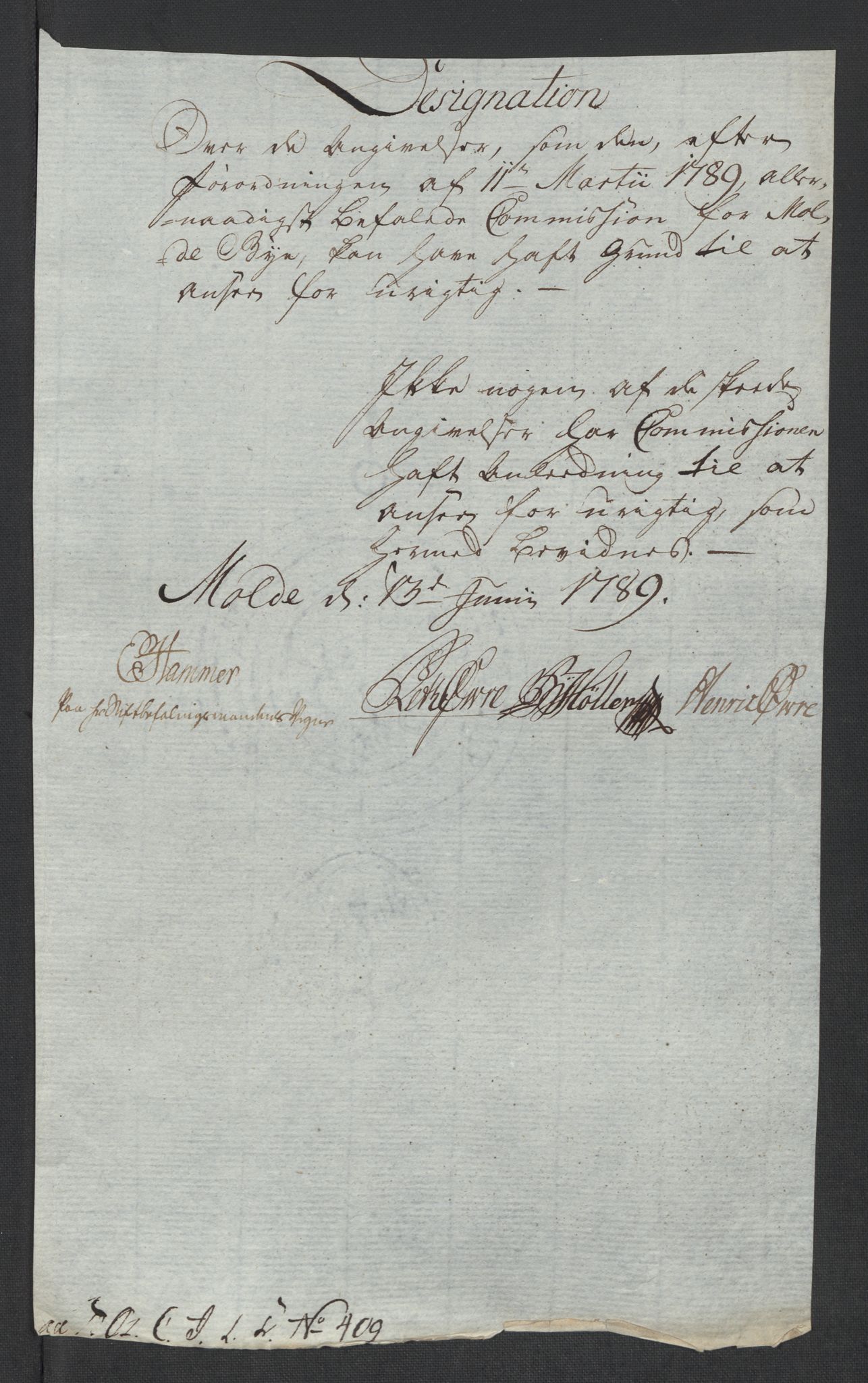 Rentekammeret inntil 1814, Reviderte regnskaper, Mindre regnskaper, AV/RA-EA-4068/Rf/Rfe/L0024: Modum Blåfarvevverk, Molde, Moss, 1789, p. 41