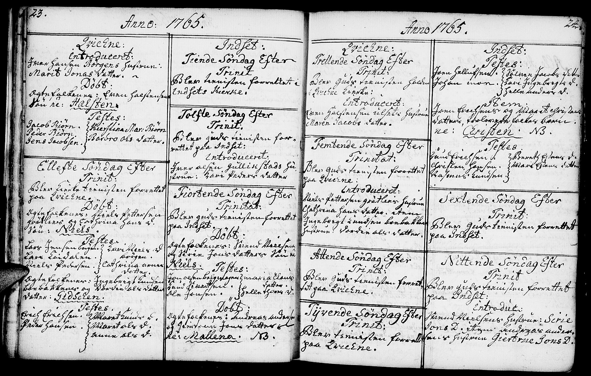 Kvikne prestekontor, SAH/PREST-064/H/Ha/Haa/L0002: Parish register (official) no. 2, 1764-1784, p. 23-24